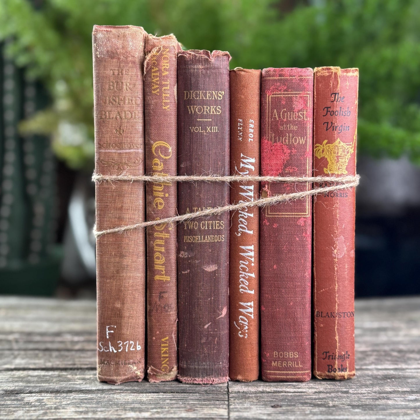 Shabby Vintage Rust Red and Copper Decorative Books