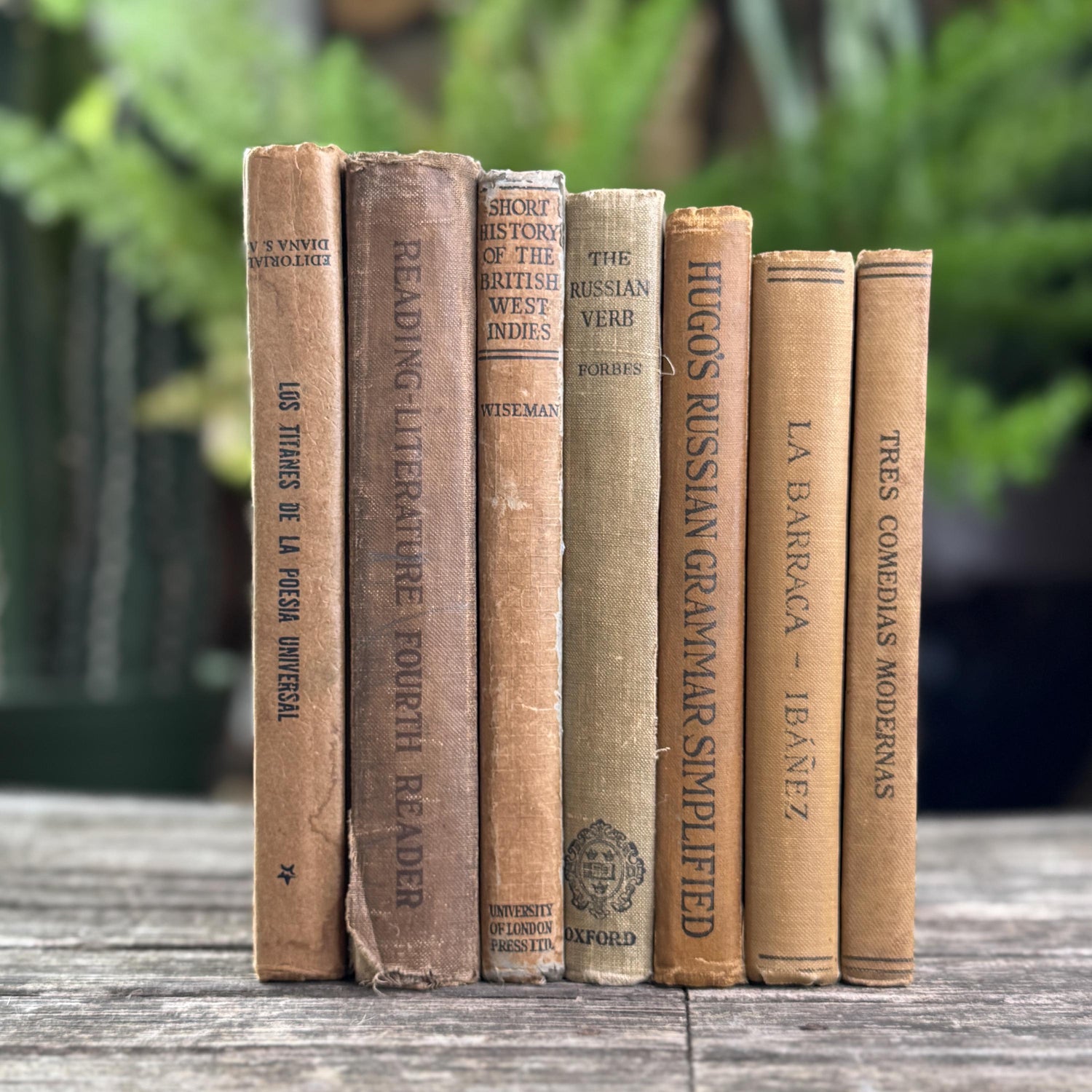Shabby Brown and Beige School Book Stack for Neutral Styling