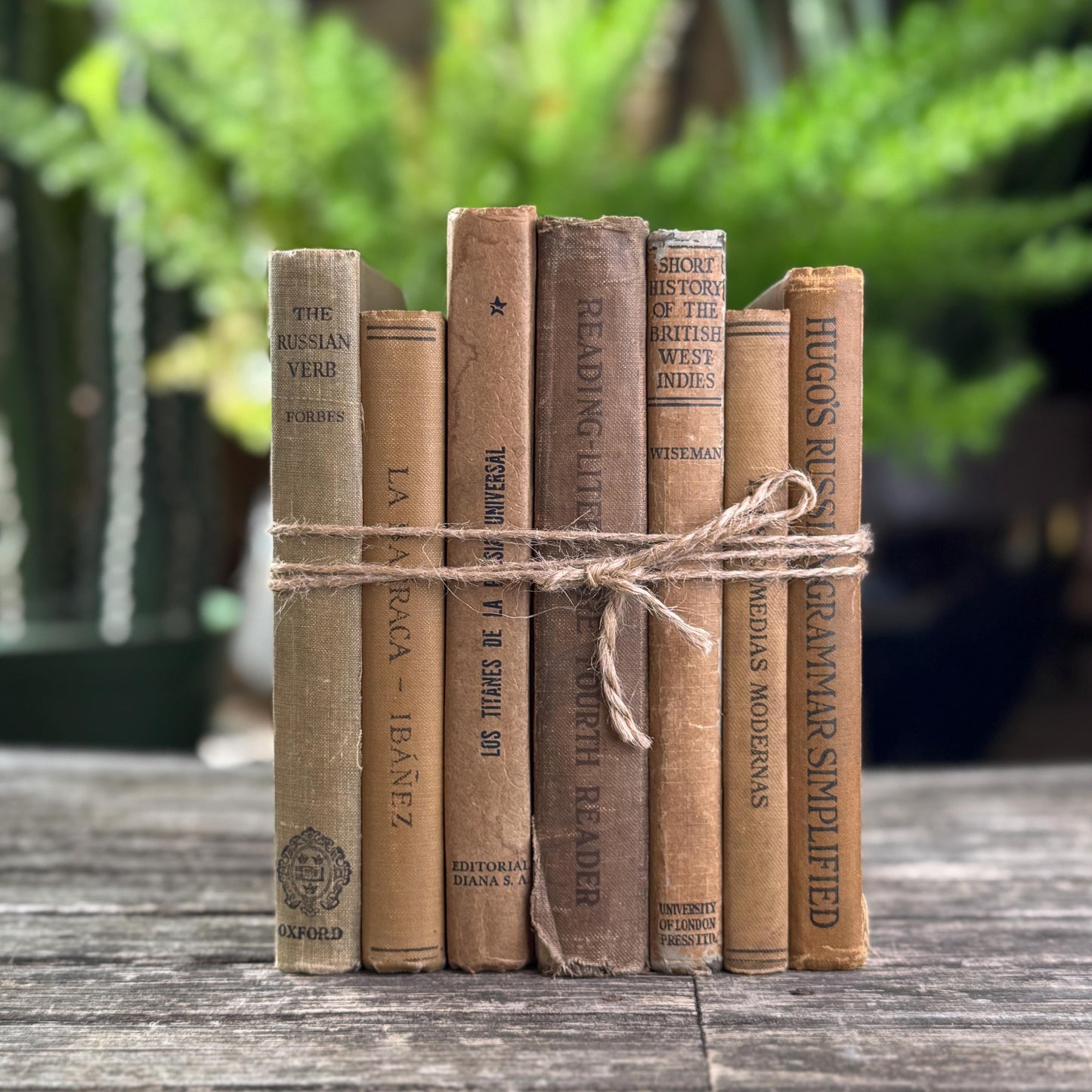 Shabby Brown and Beige School Book Stack for Neutral Styling