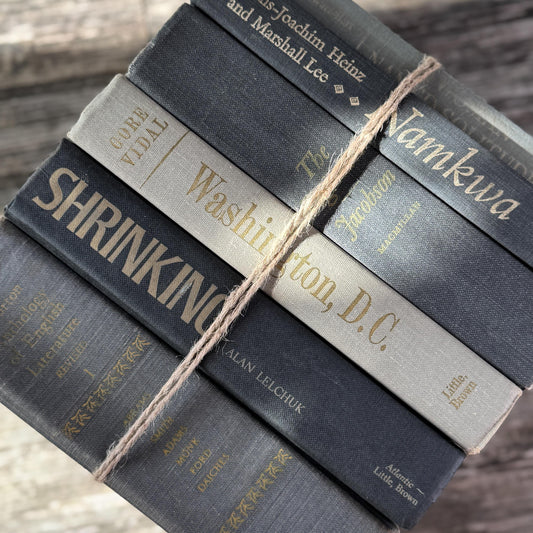 Dark and Light Gray Vintage Mid Century Books for Shelf Styling