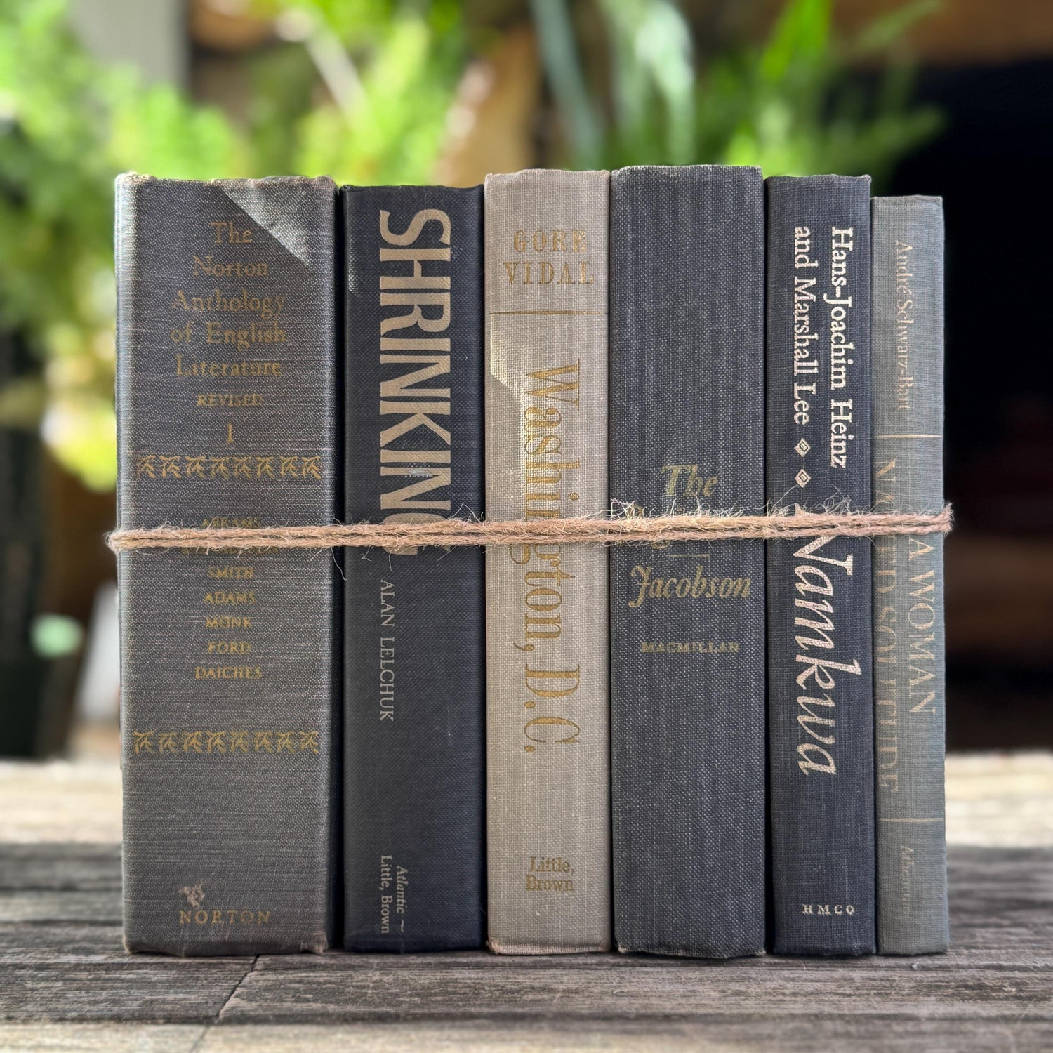 Dark and Light Gray Vintage Mid Century Books for Shelf Styling