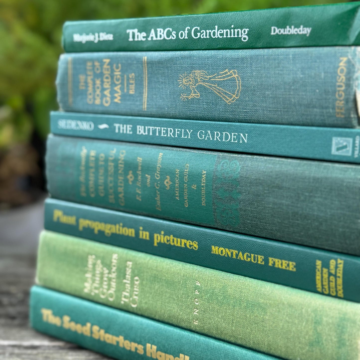 Vintage Green Gardening Book Bundle