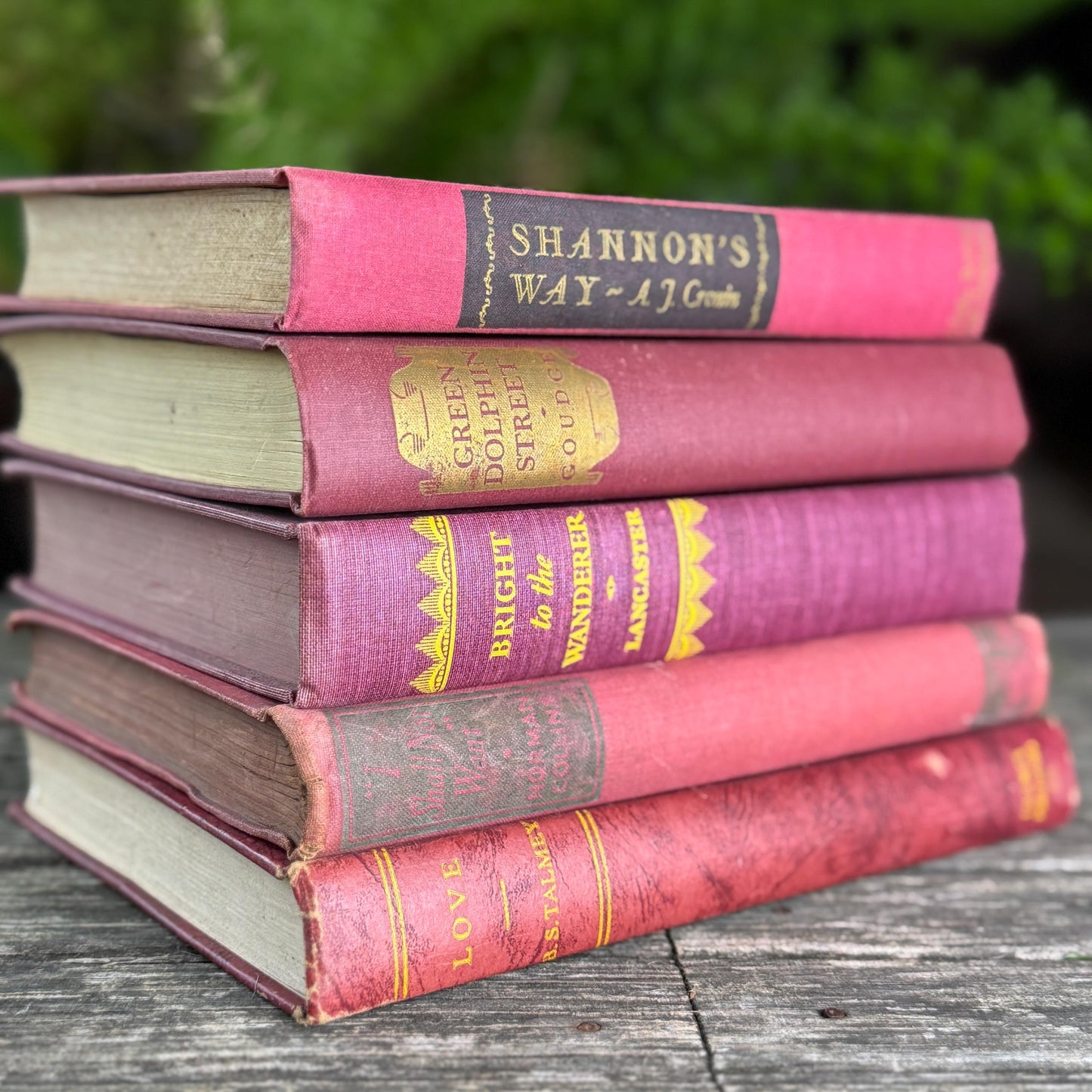 Mauve and Blush Pink Vintage Book Bundle for Shelf Styling and Decor