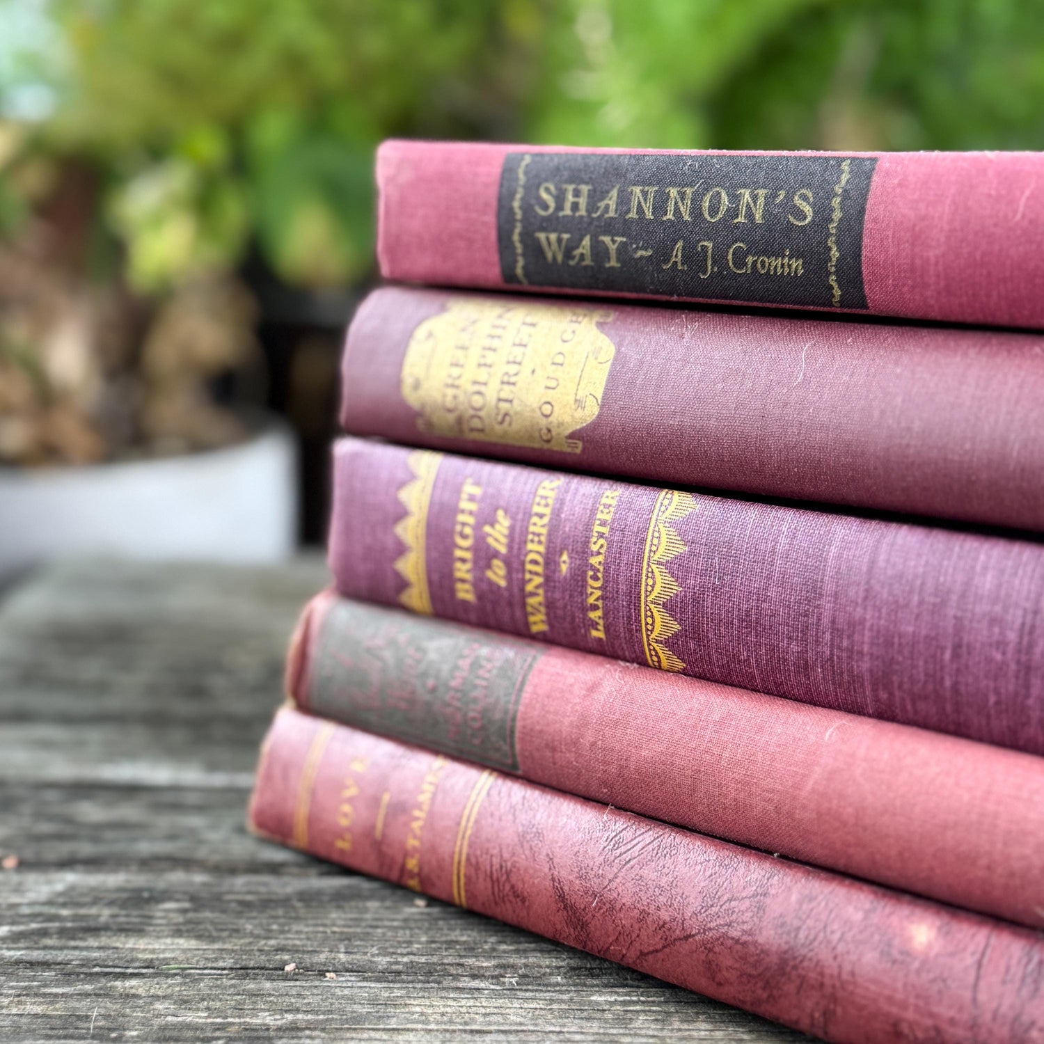 Mauve and Blush Pink Vintage Book Bundle for Shelf Styling and Decor