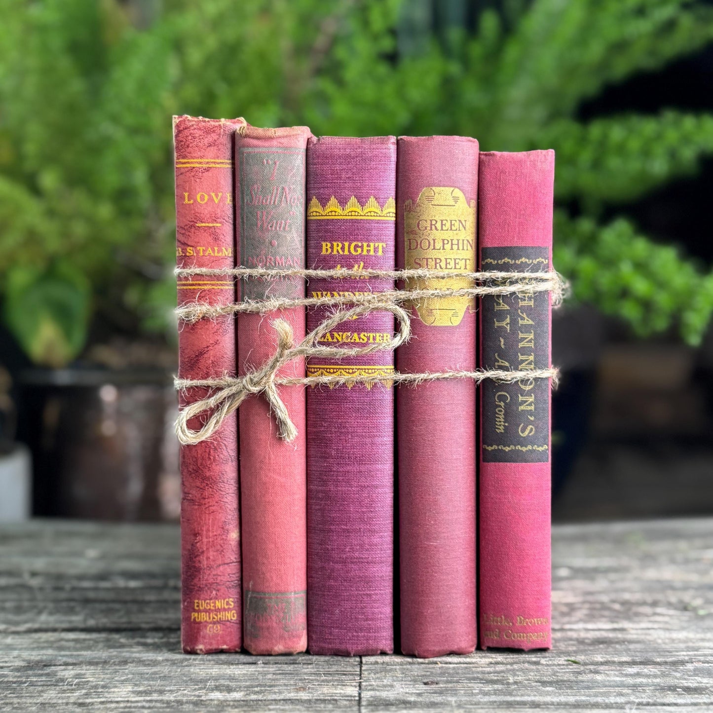 Mauve and Blush Pink Vintage Book Bundle for Shelf Styling and Decor
