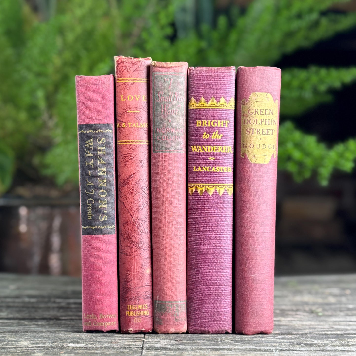 Mauve and Blush Pink Vintage Book Bundle for Shelf Styling and Decor