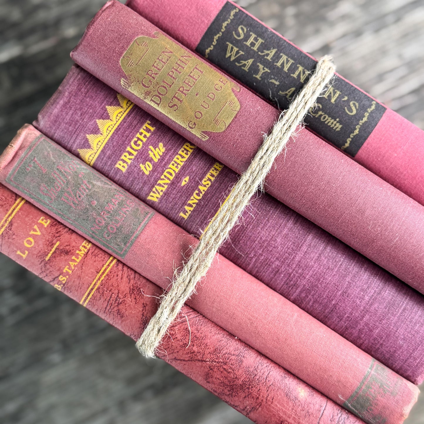 Mauve and Blush Pink Vintage Book Bundle for Shelf Styling and Decor