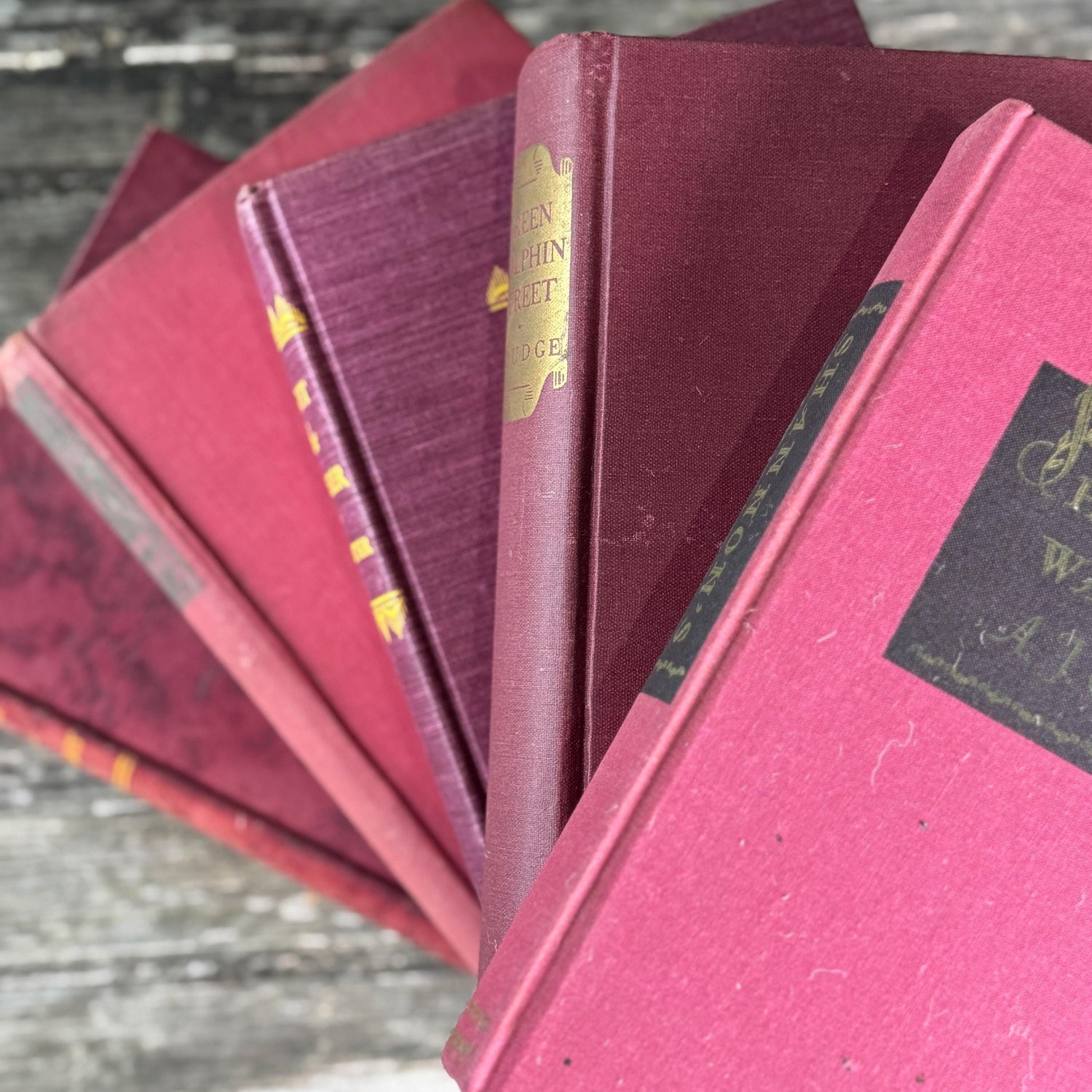 Mauve and Blush Pink Vintage Book Bundle for Shelf Styling and Decor