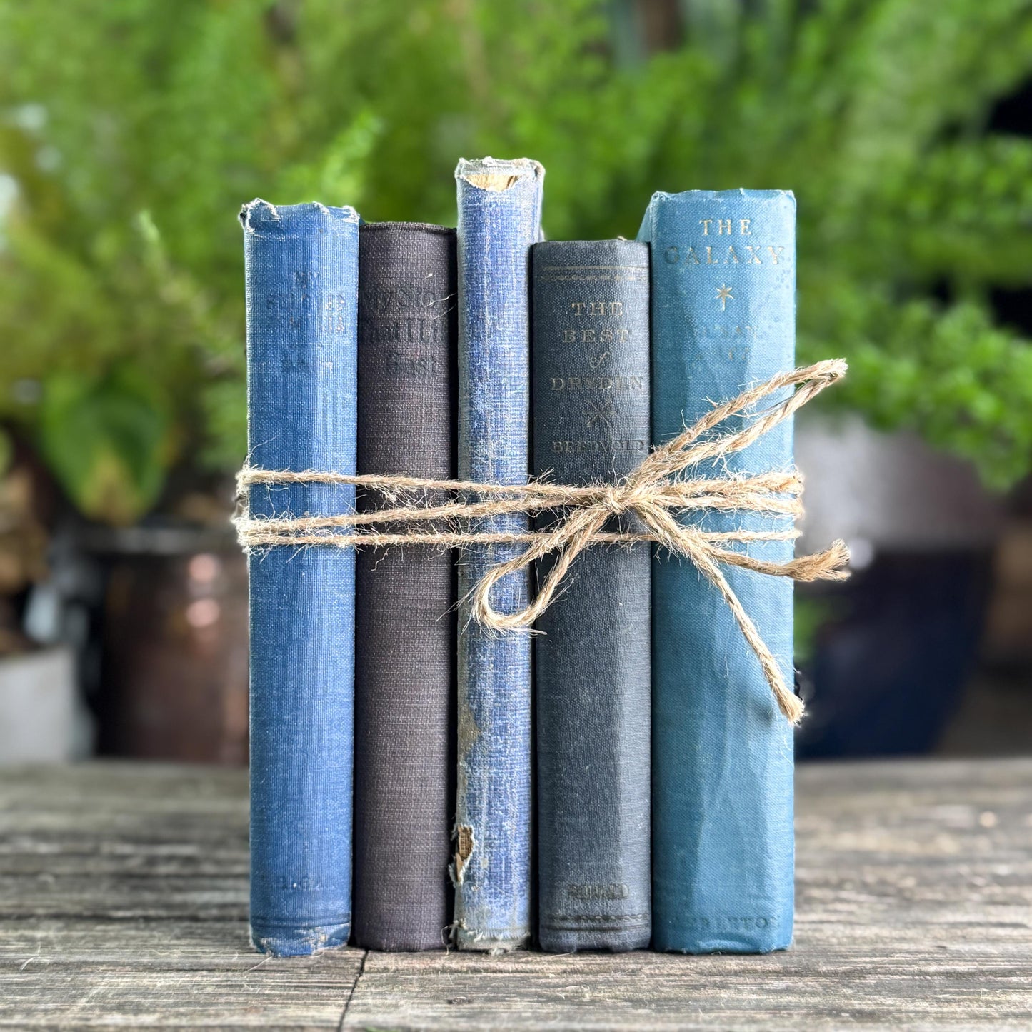 Old Shabby Blue Vintage Books with No Lettering on Spines