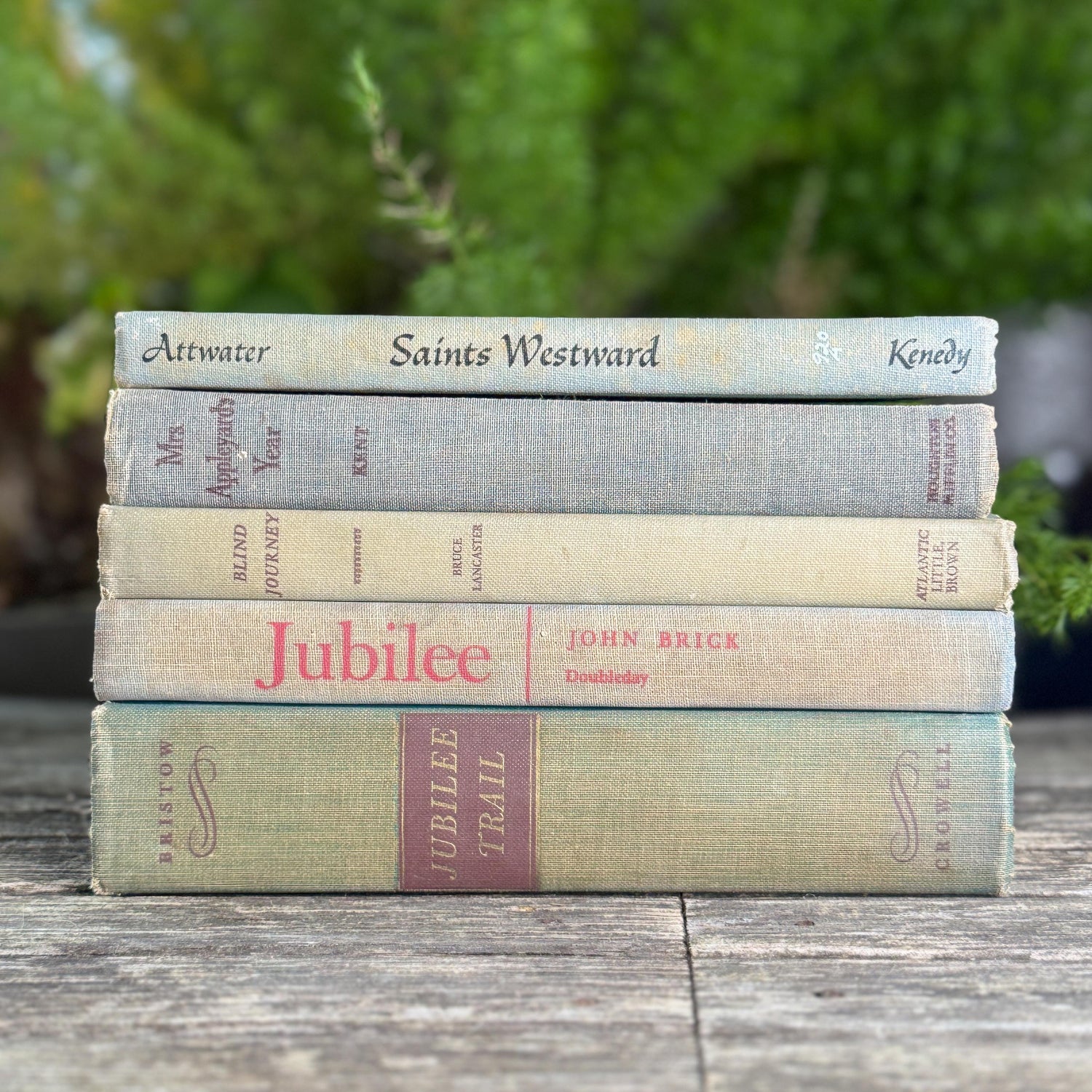 Faded Mid-Century Blue Gray Books for Neutral Shelf Styling