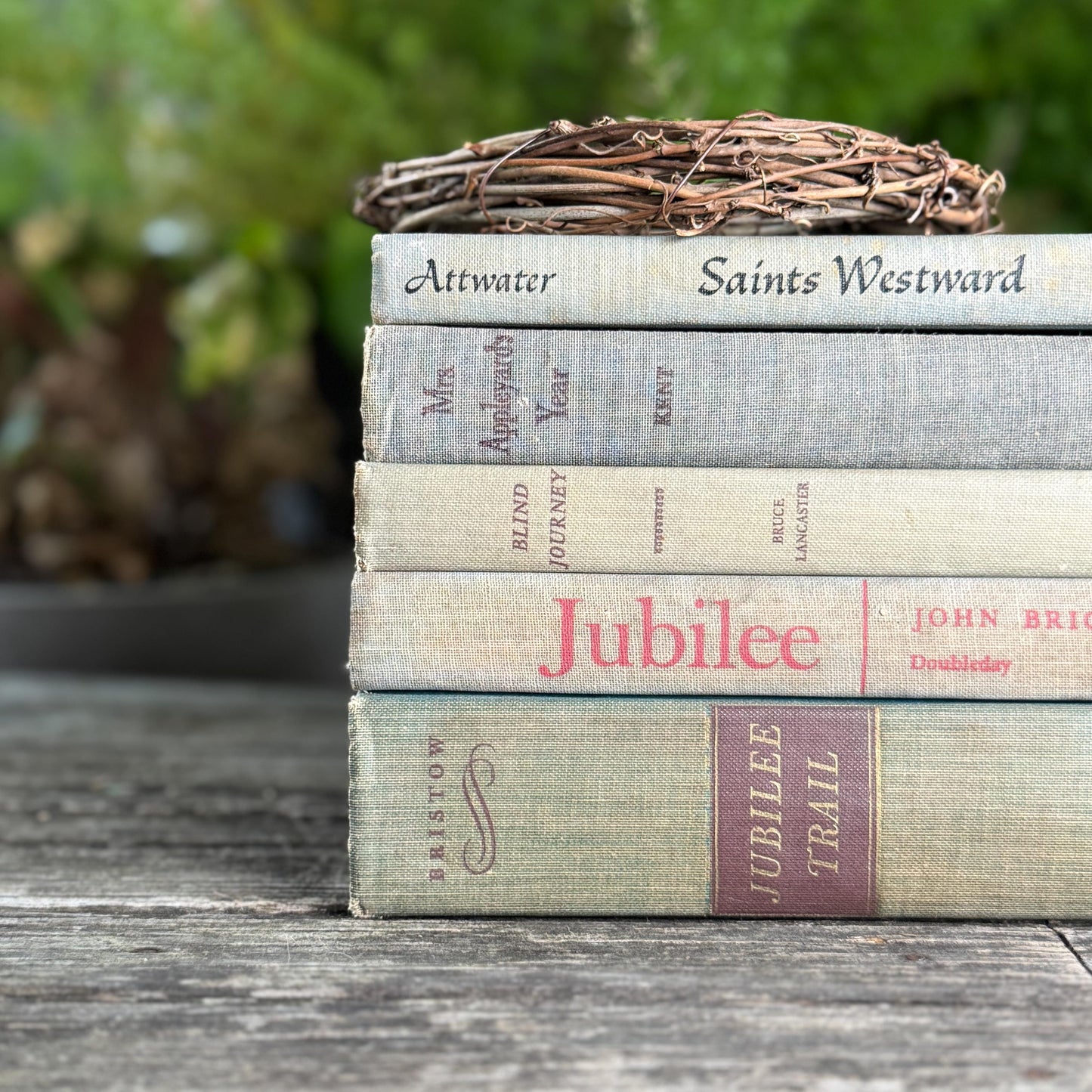 Faded Mid-Century Blue Gray Books for Neutral Shelf Styling