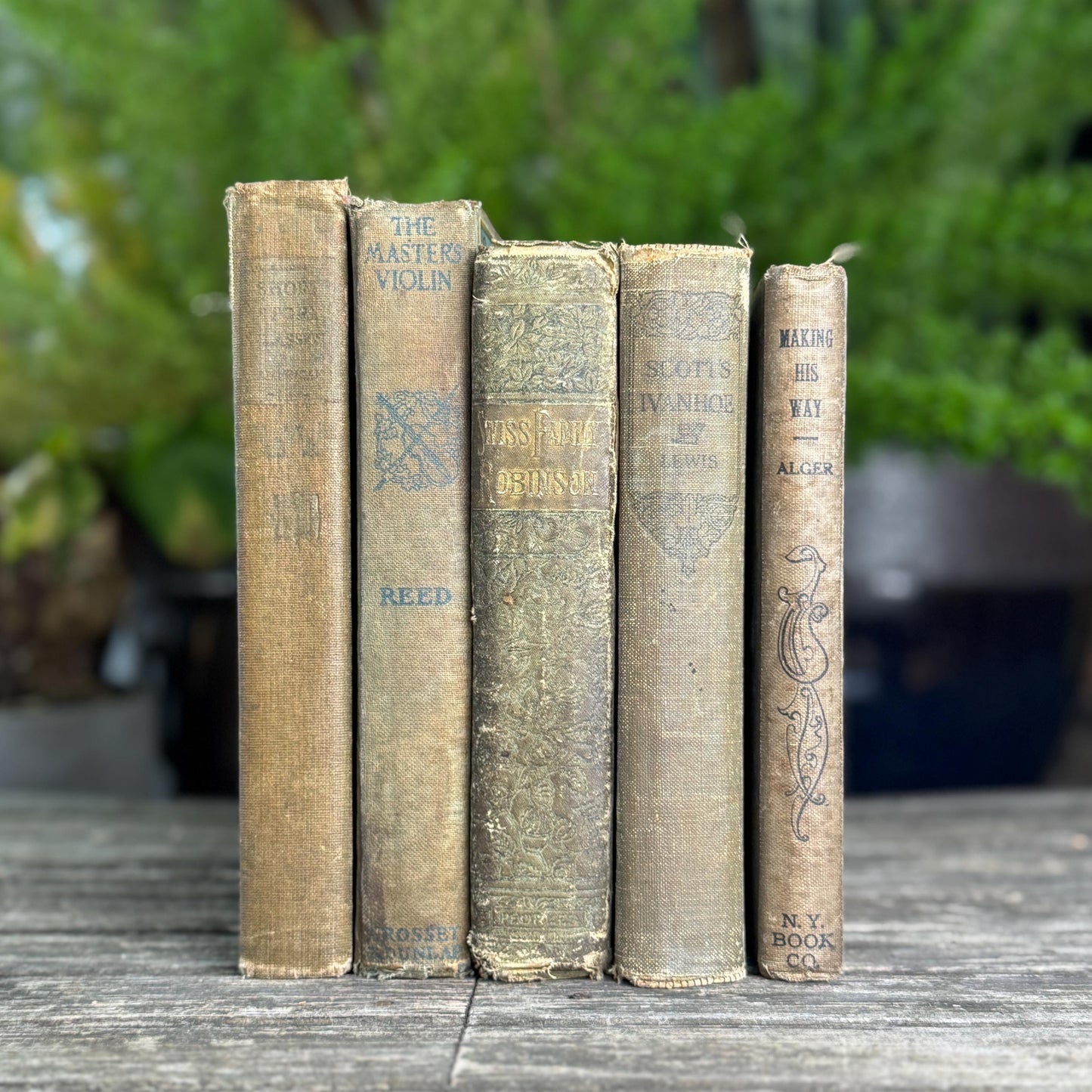 Green and Beige Antique Literature Books