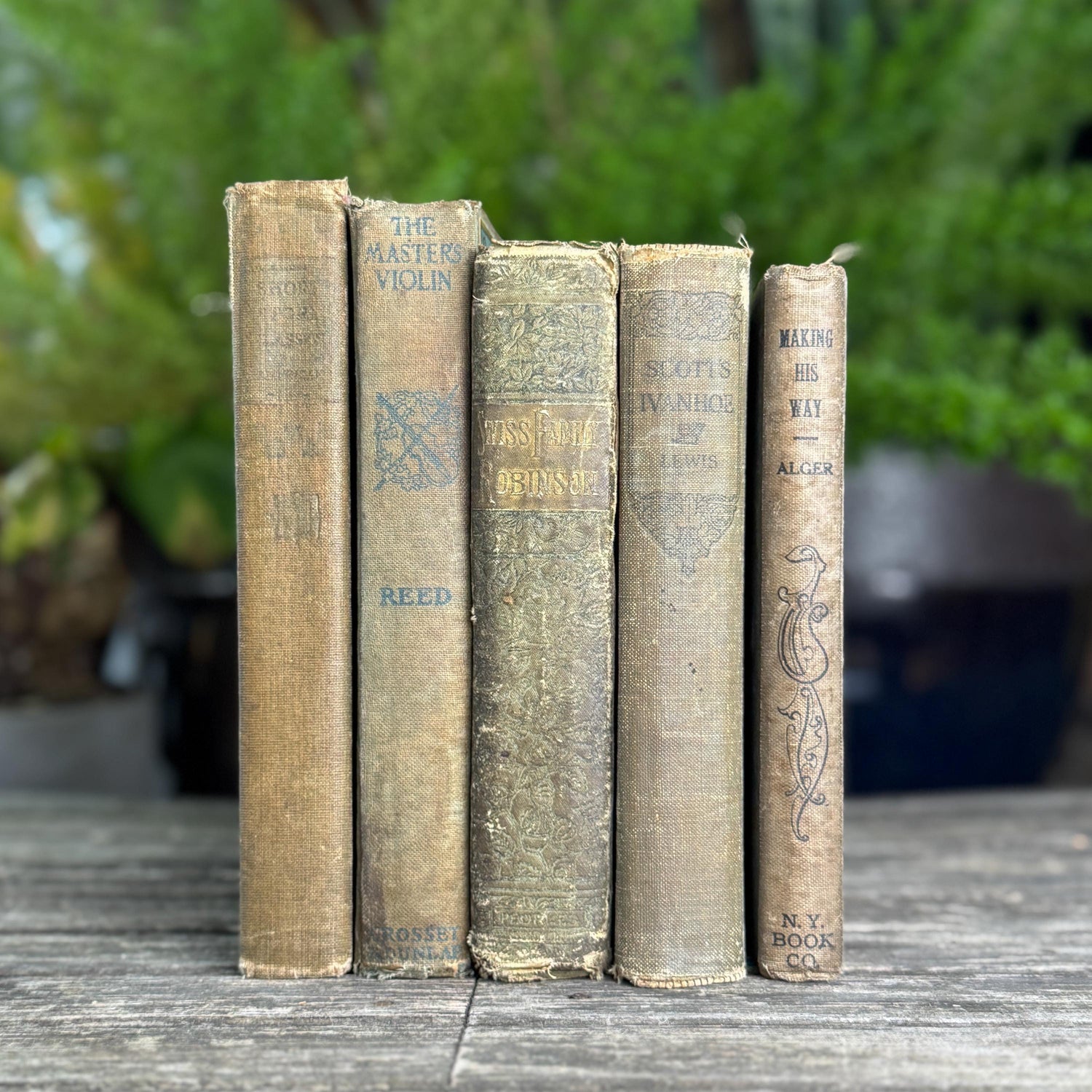 Green and Beige Antique Literature Books