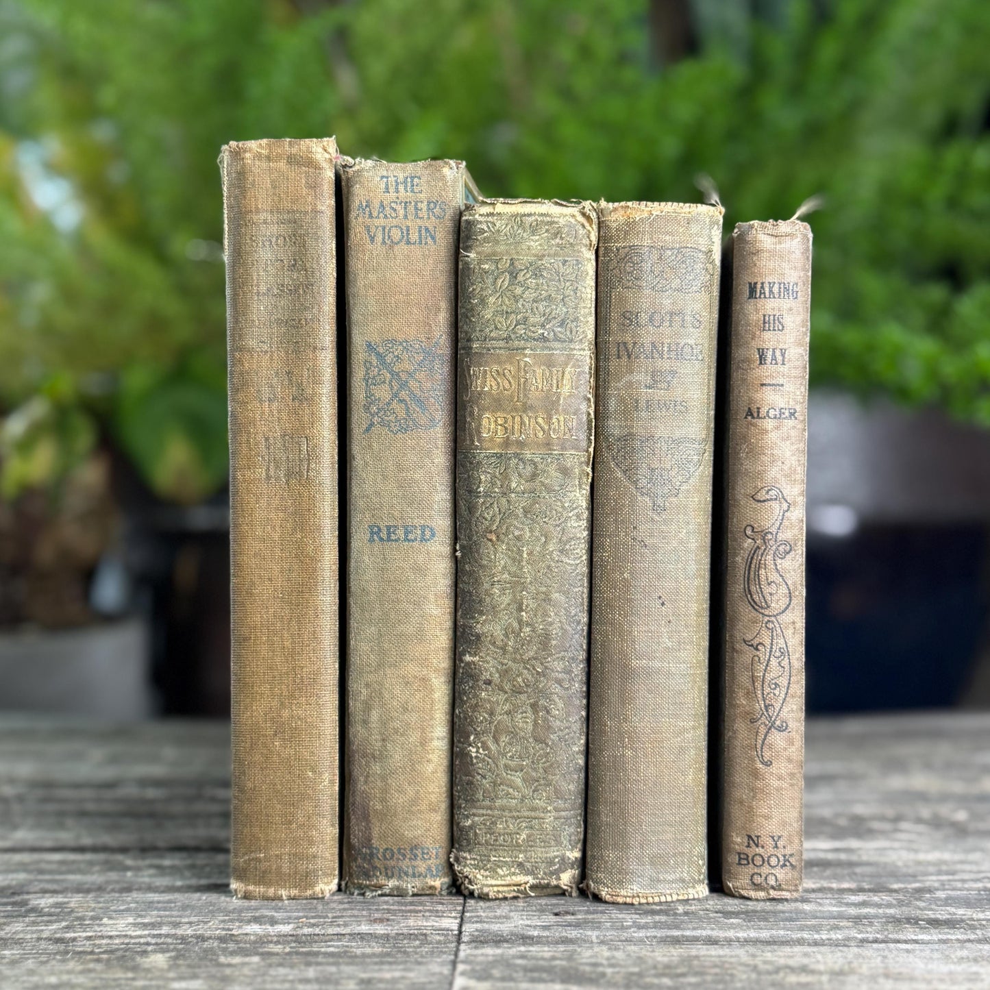 Green and Beige Antique Literature Books