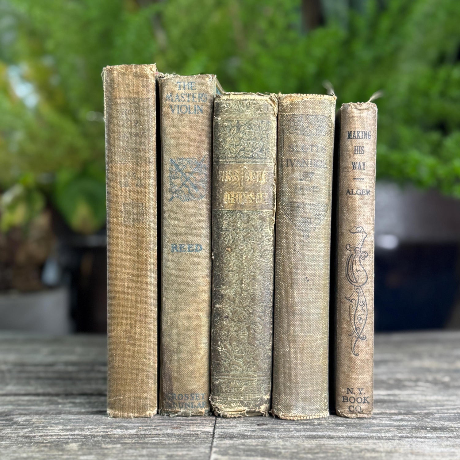 Green and Beige Antique Literature Books