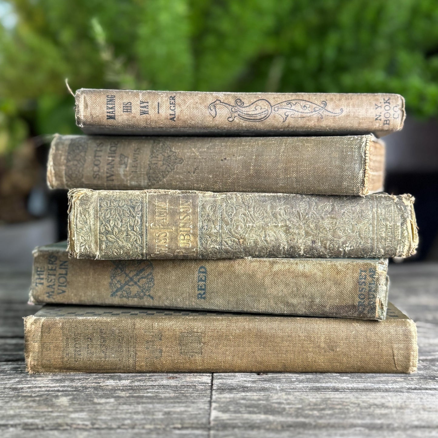 Green and Beige Antique Literature Books