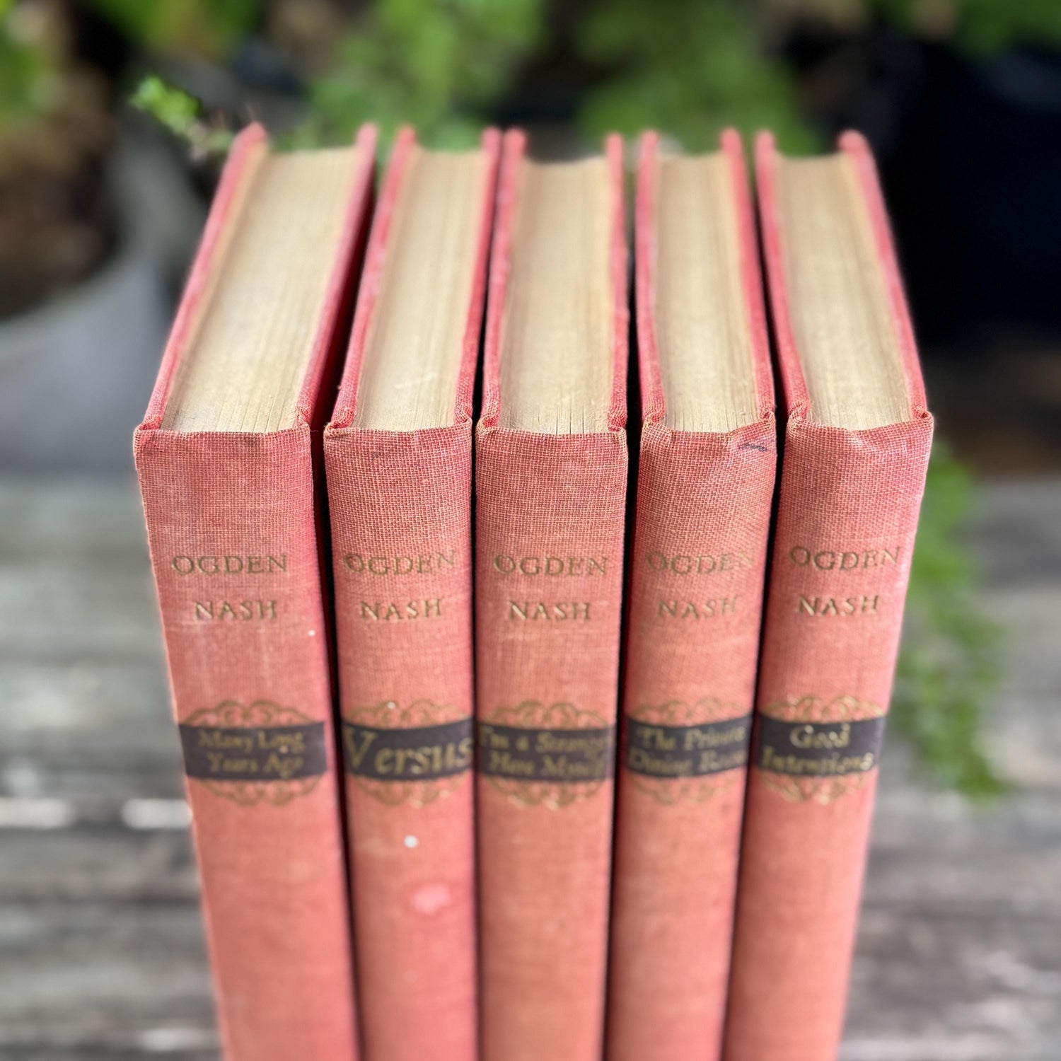 Pink and Faded Red Ogden Nash Vintage Book Bundle