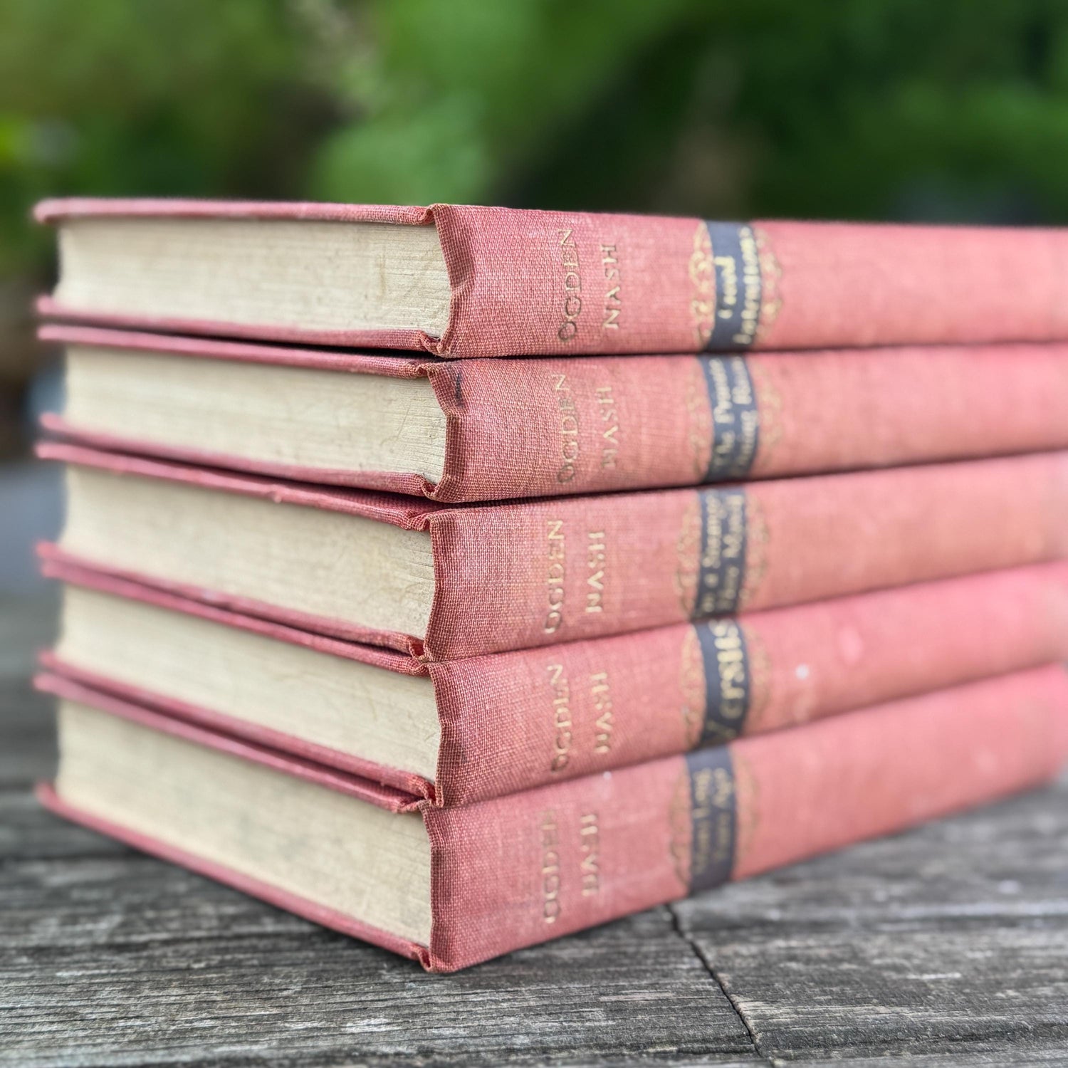 Pink and Faded Red Ogden Nash Vintage Book Bundle