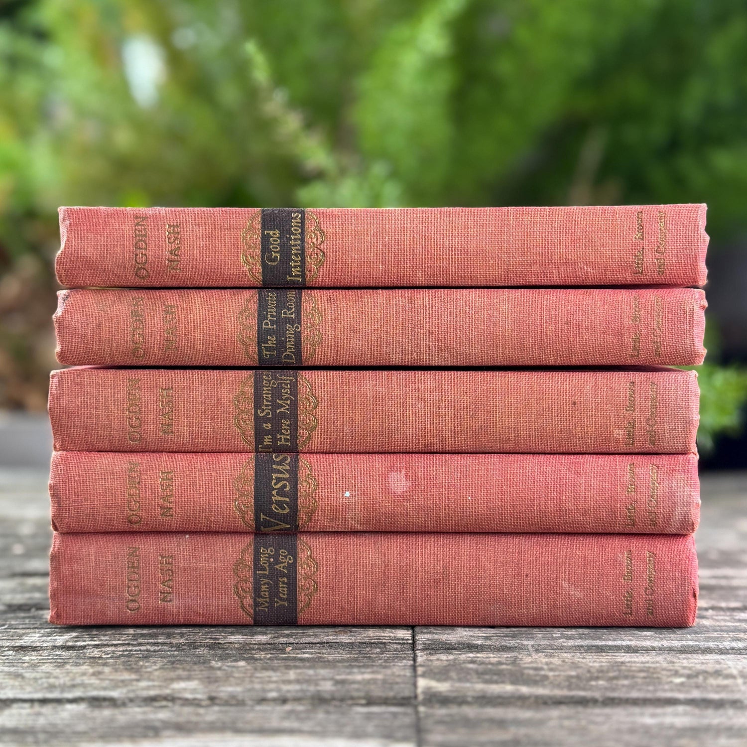 Pink and Faded Red Ogden Nash Vintage Book Bundle