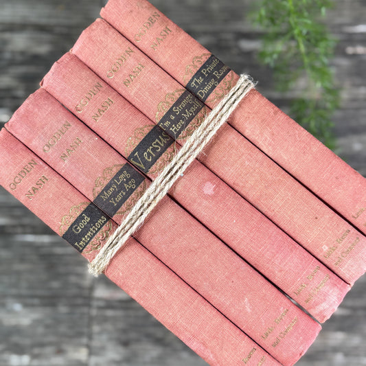 Pink and Faded Red Ogden Nash Vintage Book Bundle