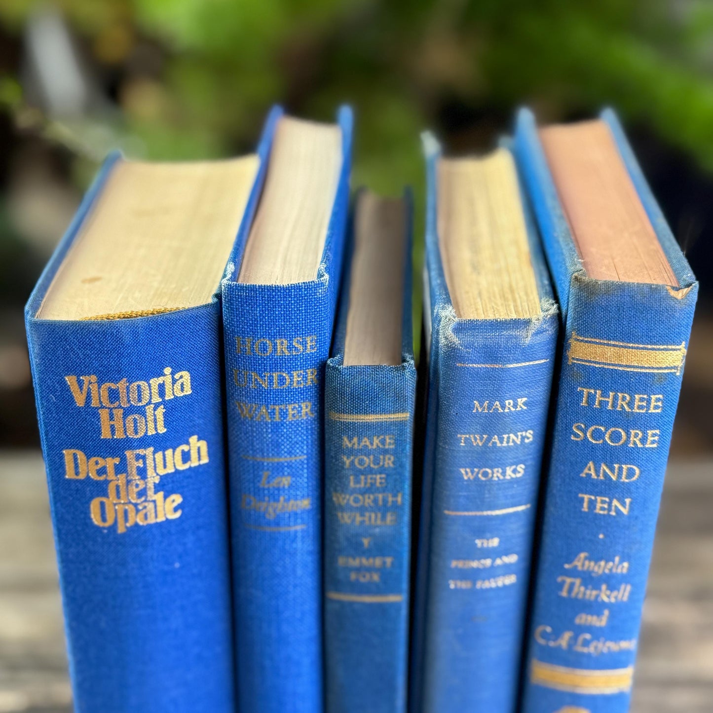 Indigo Blue and Cobalt Vintage Book Set for Shelf Styling