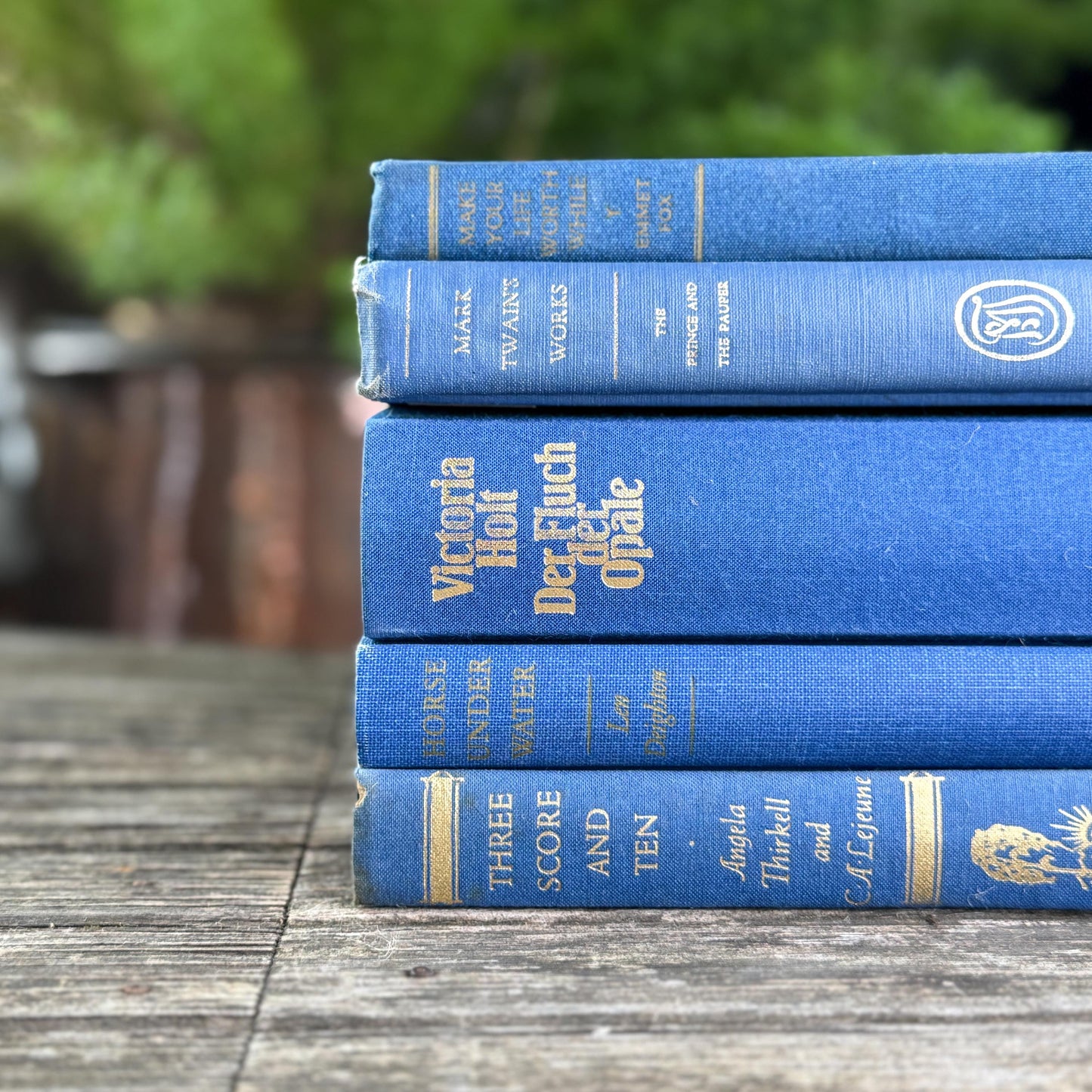 Indigo Blue and Cobalt Vintage Book Set for Shelf Styling