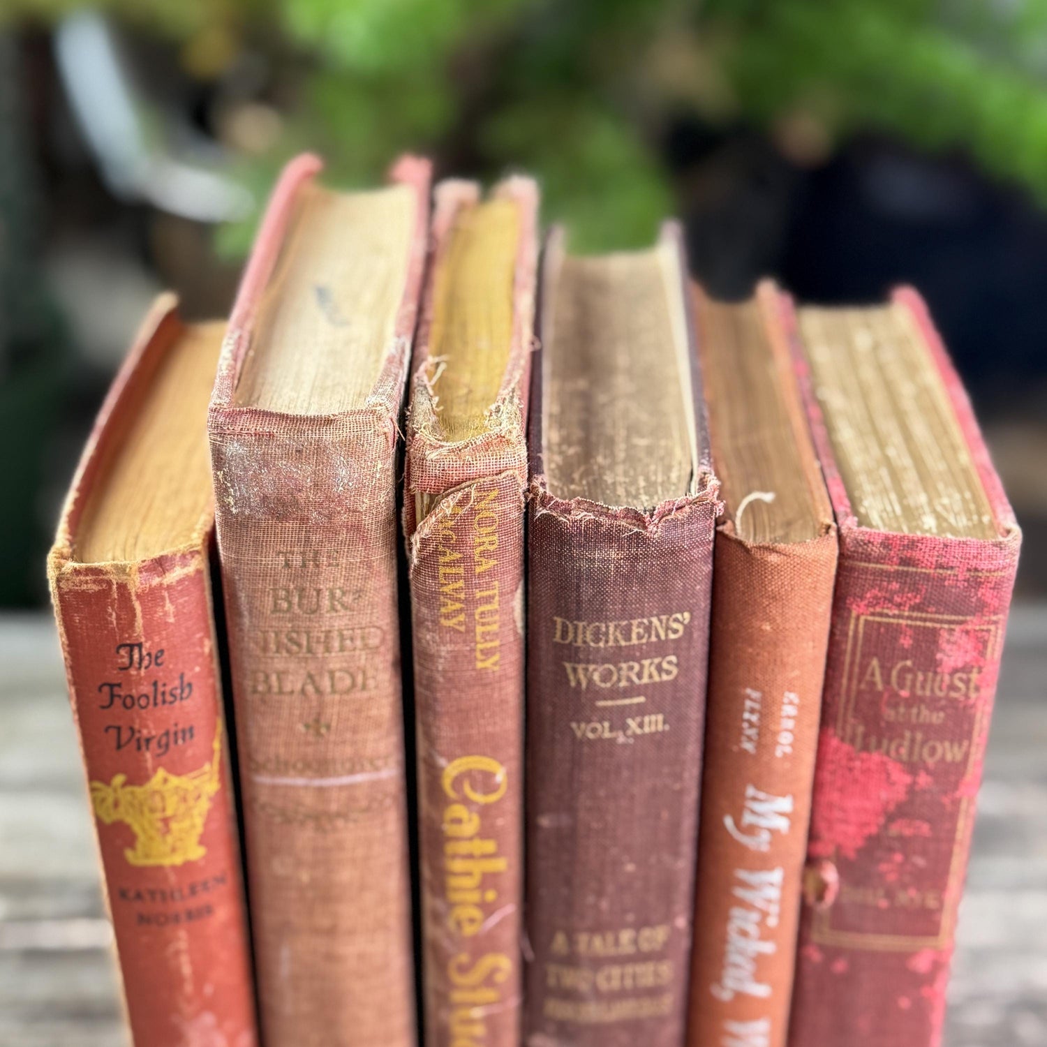Shabby Vintage Rust Red and Copper Decorative Books