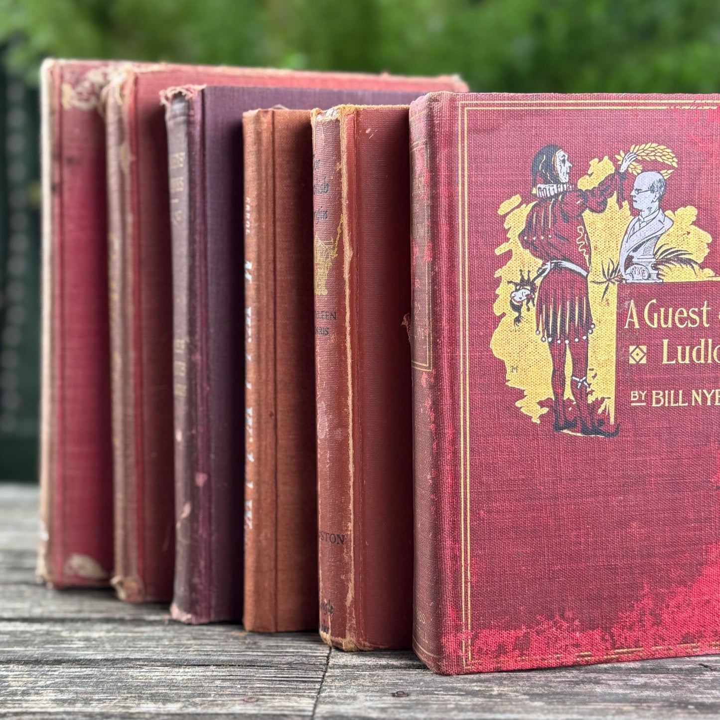 Shabby Vintage Rust Red and Copper Decorative Books