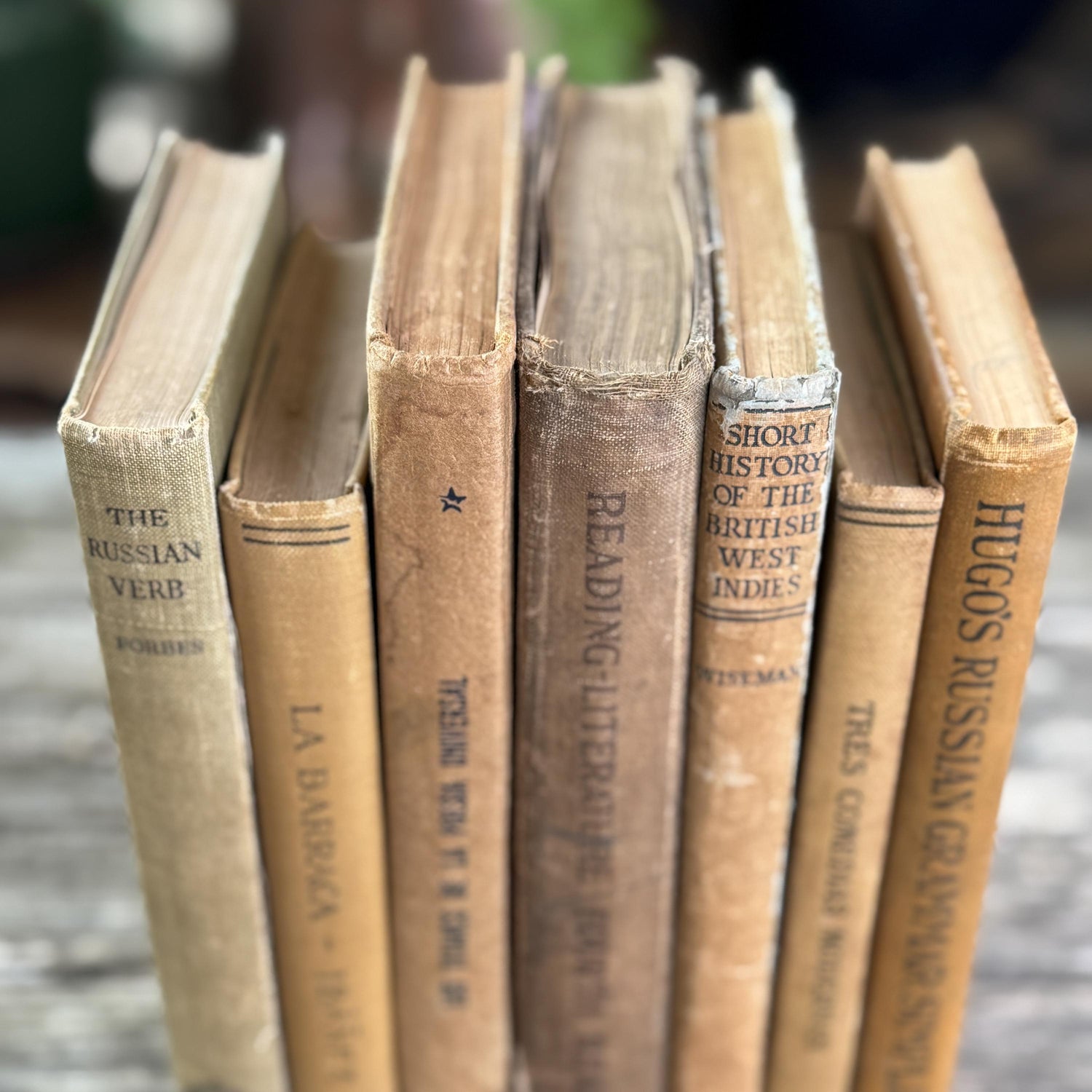 Shabby Brown and Beige School Book Stack for Neutral Styling