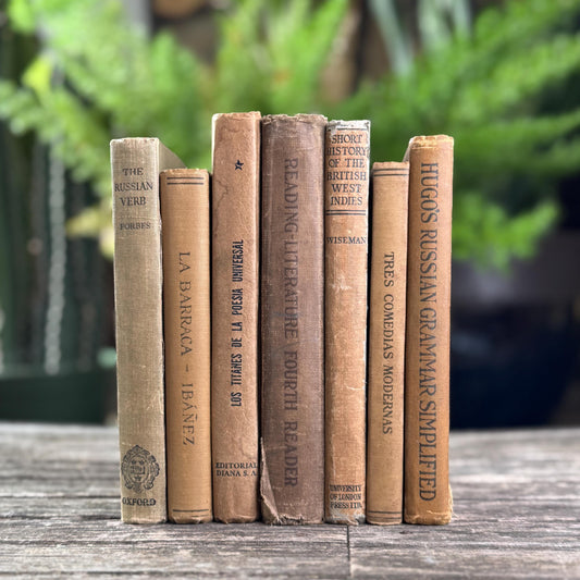 Shabby Brown and Beige School Book Stack for Neutral Styling