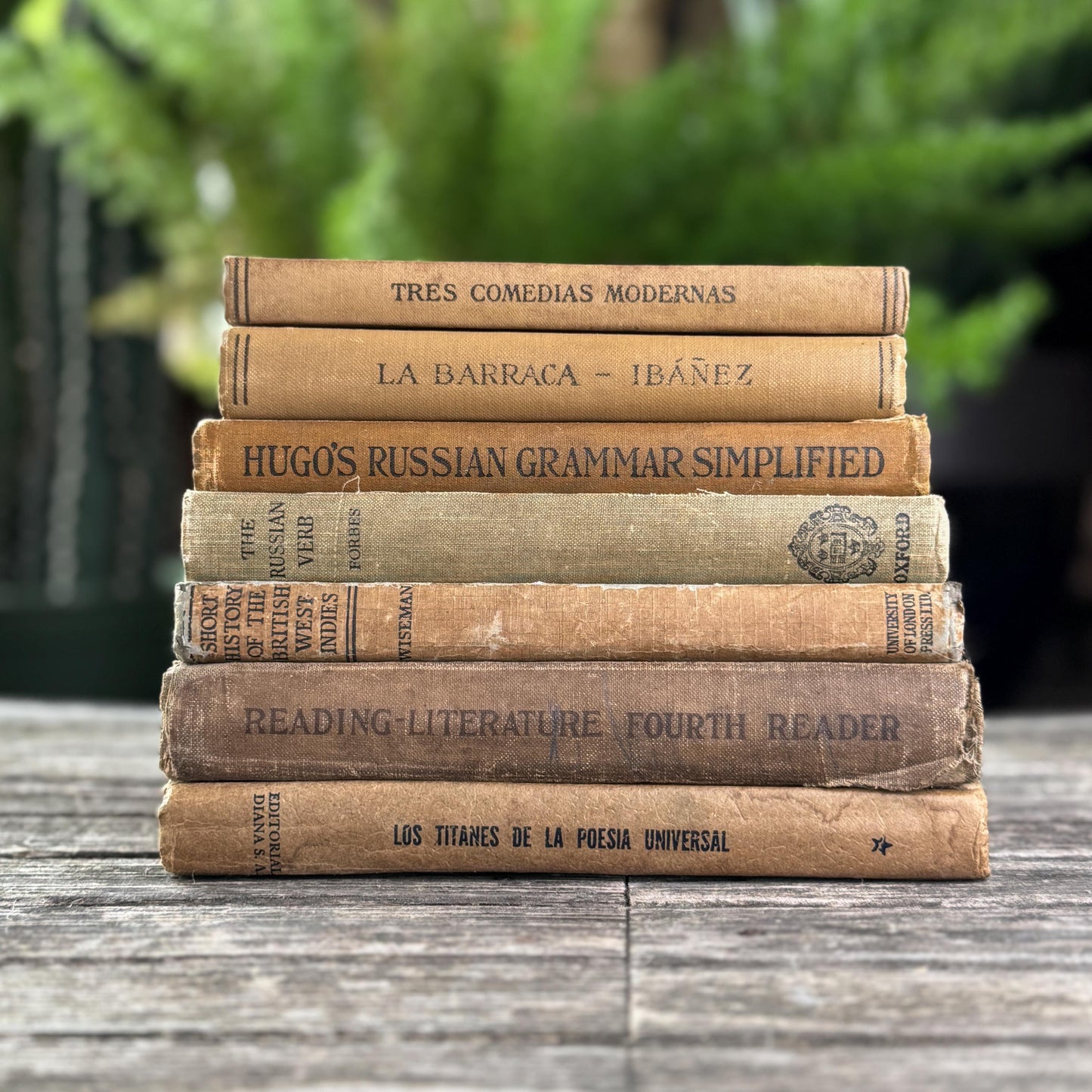 Shabby Brown and Beige School Book Stack for Neutral Styling