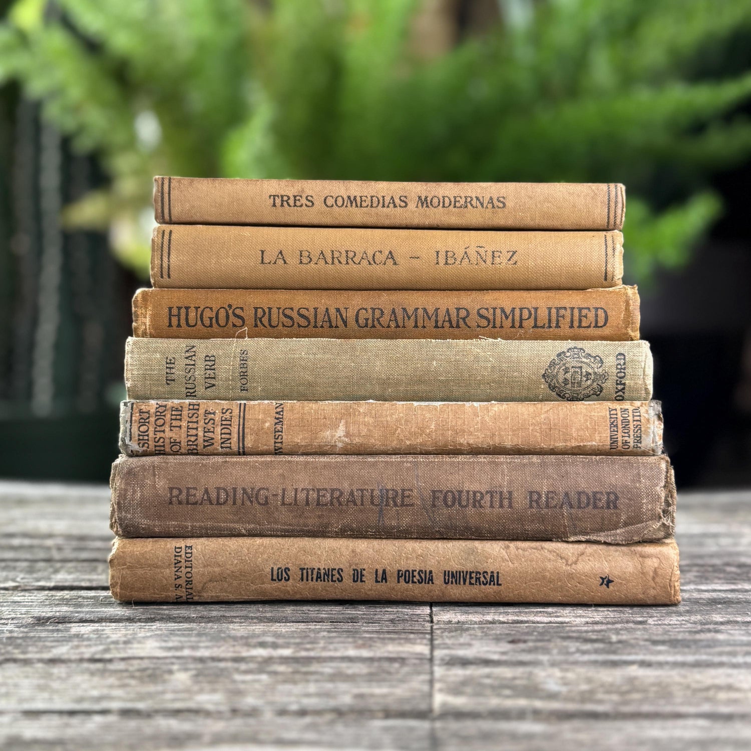 Shabby Brown and Beige School Book Stack for Neutral Styling
