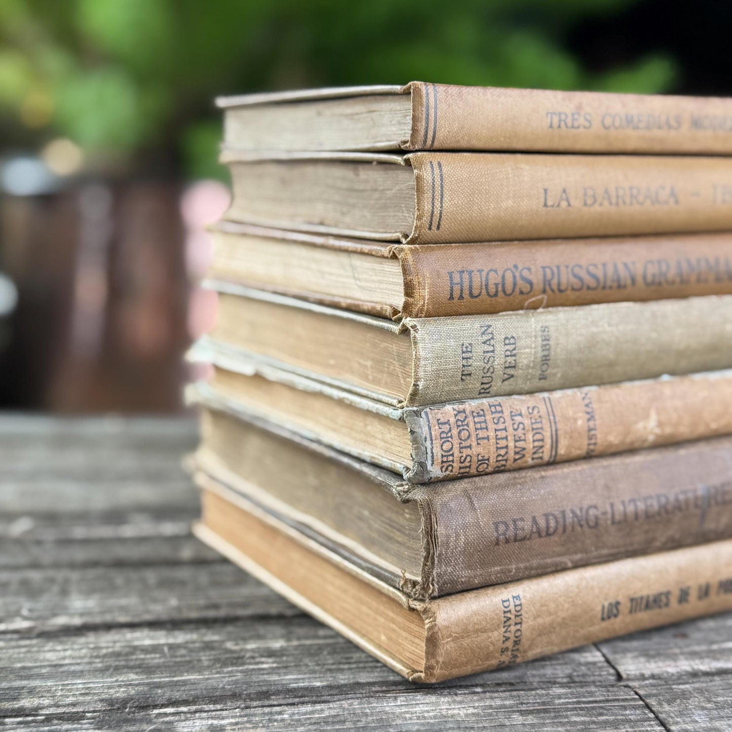 Shabby Brown and Beige School Book Stack for Neutral Styling