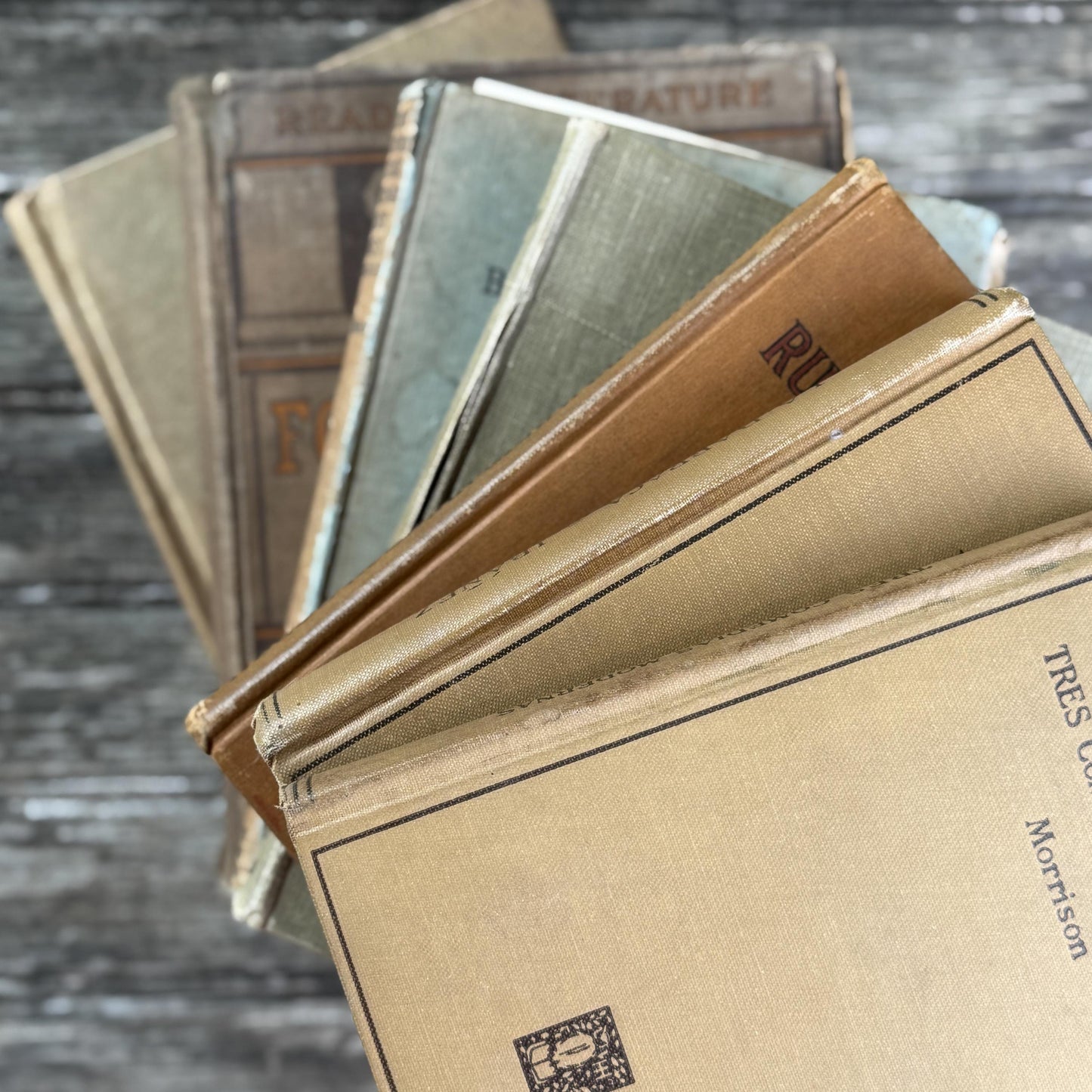 Shabby Brown and Beige School Book Stack for Neutral Styling