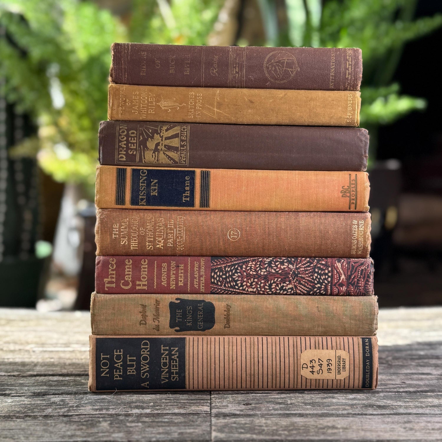 Vintage Copper, Tan, and Brown Retro 1960s Books for Decor