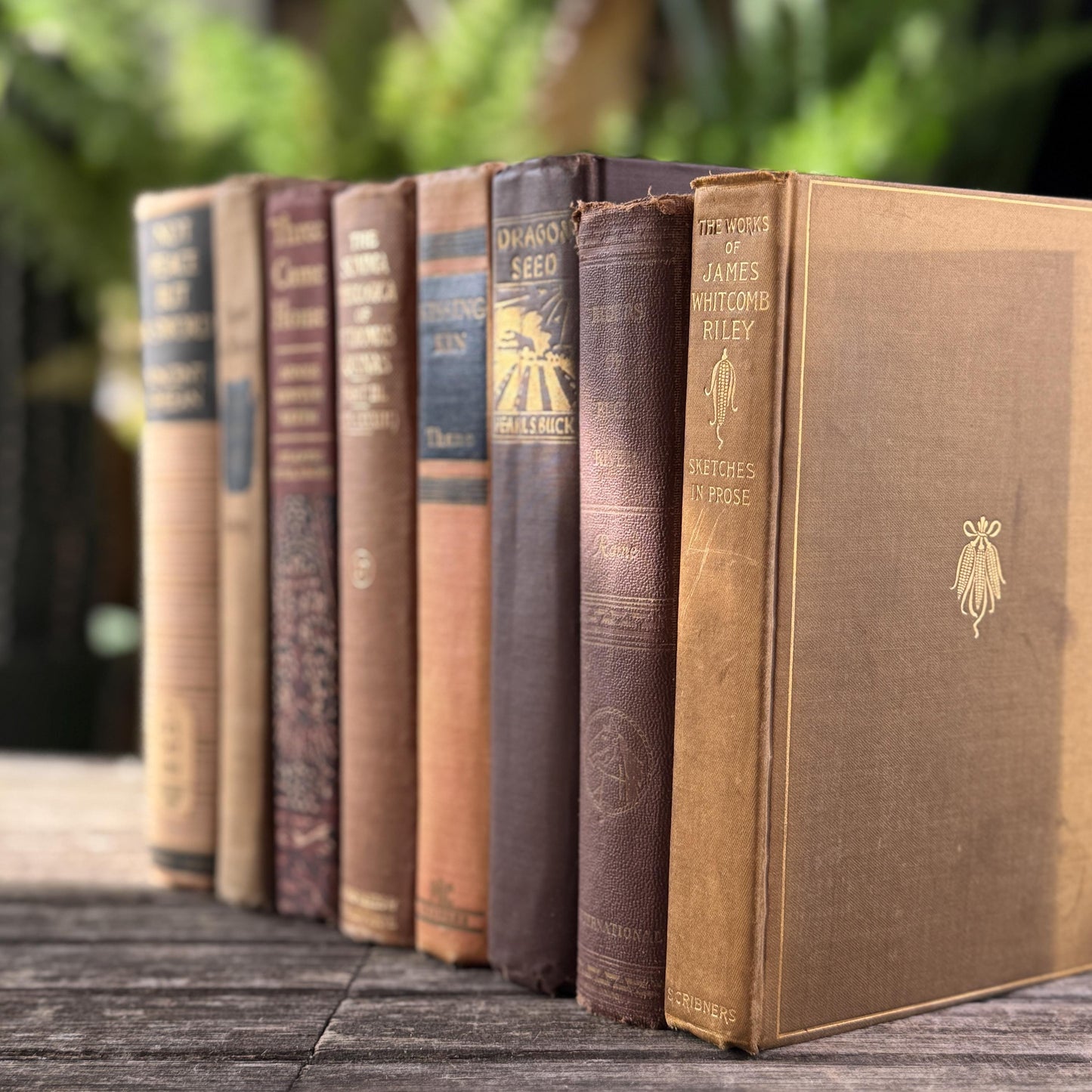 Vintage Copper, Tan, and Brown Retro 1960s Books for Decor