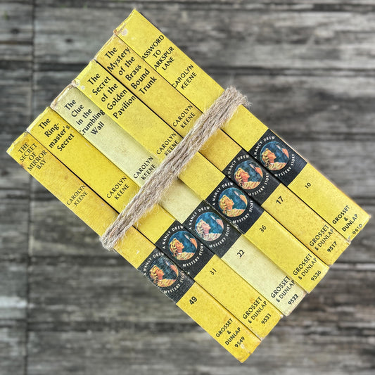 Vintage Yellow Nancy Drew Books, Classic Stories for Girl's Room Decor