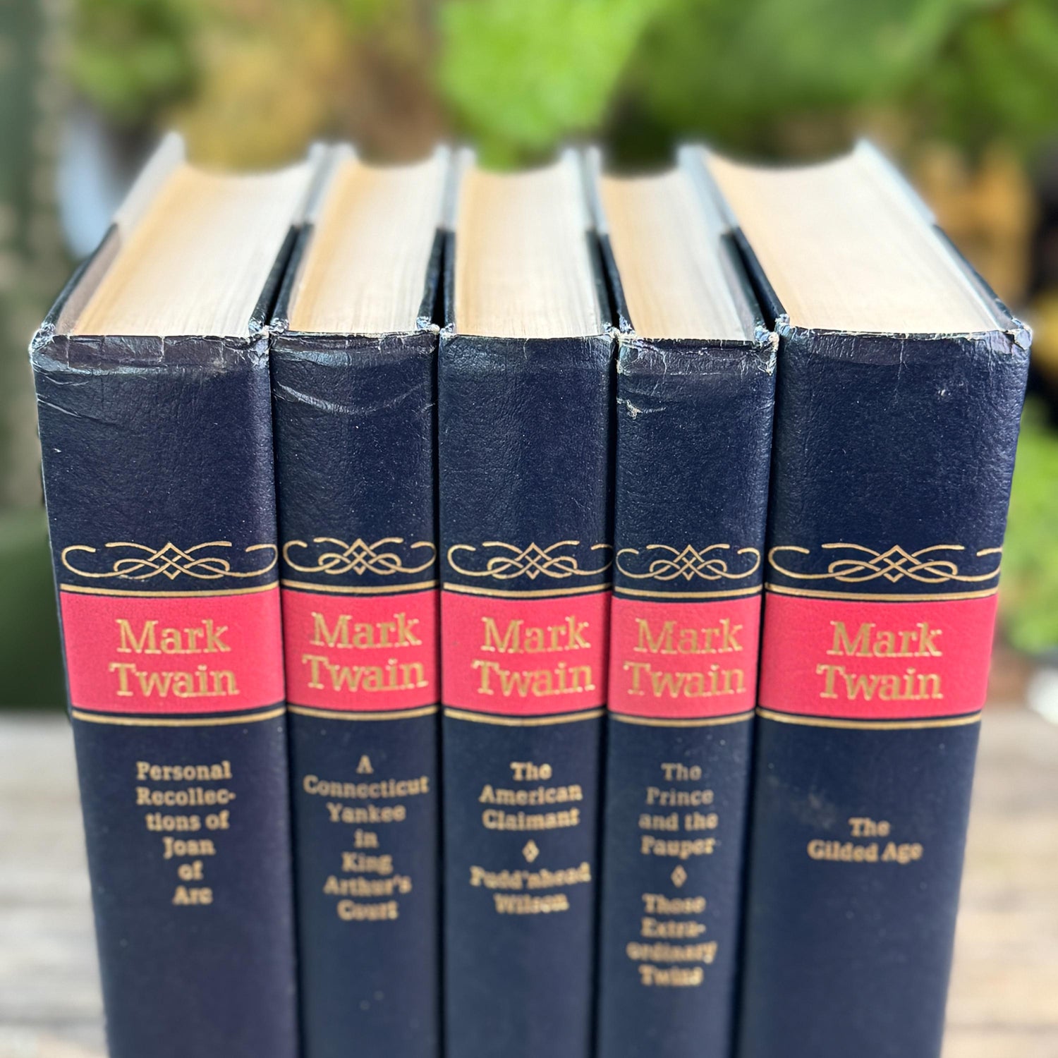 Mark Twain Set of Blue and Red Mid Century Nelson Doubleday Set