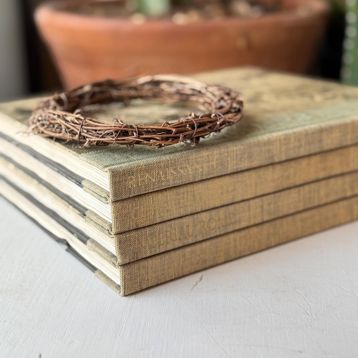 Vintage Soft Gray Oversized Fine Art Book Bundle