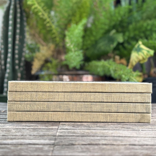 Vintage Soft Gray Oversized Fine Art Book Bundle