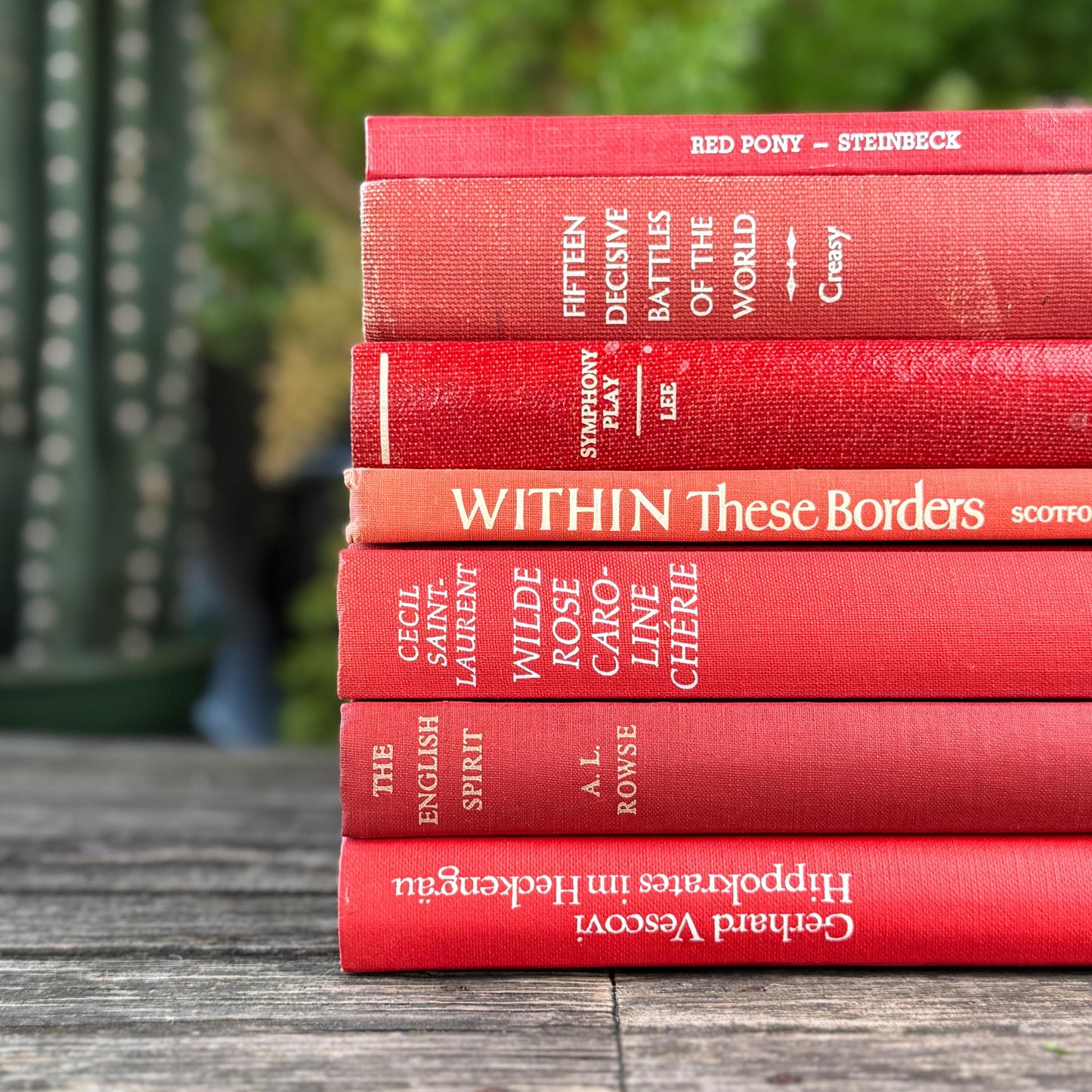 Bright Cherry Red Mid-Century Book Bundle for Shelf Styling