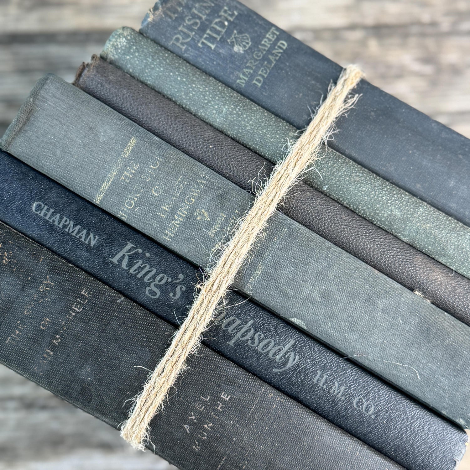 Vintage Faded Shabby Charcoal Black Books for Decor