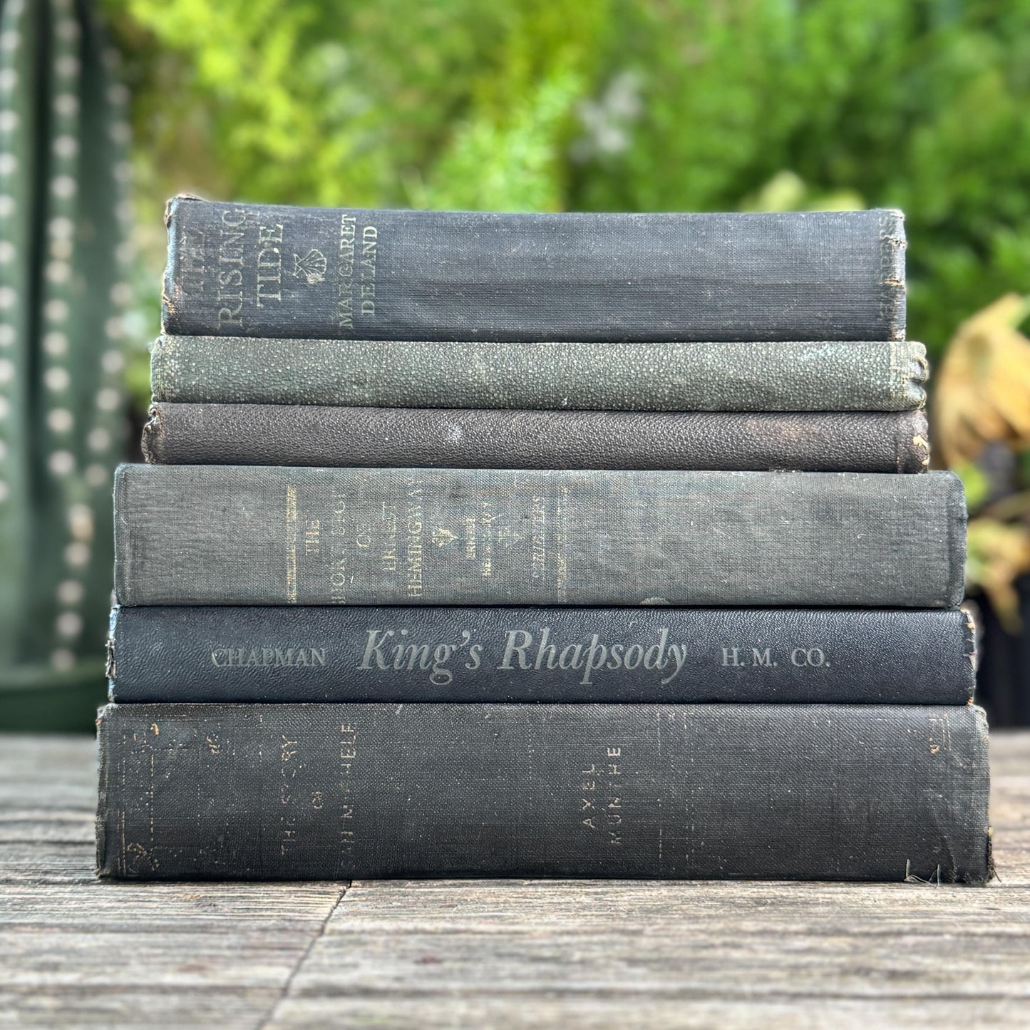 Vintage Faded Shabby Charcoal Black Books for Decor