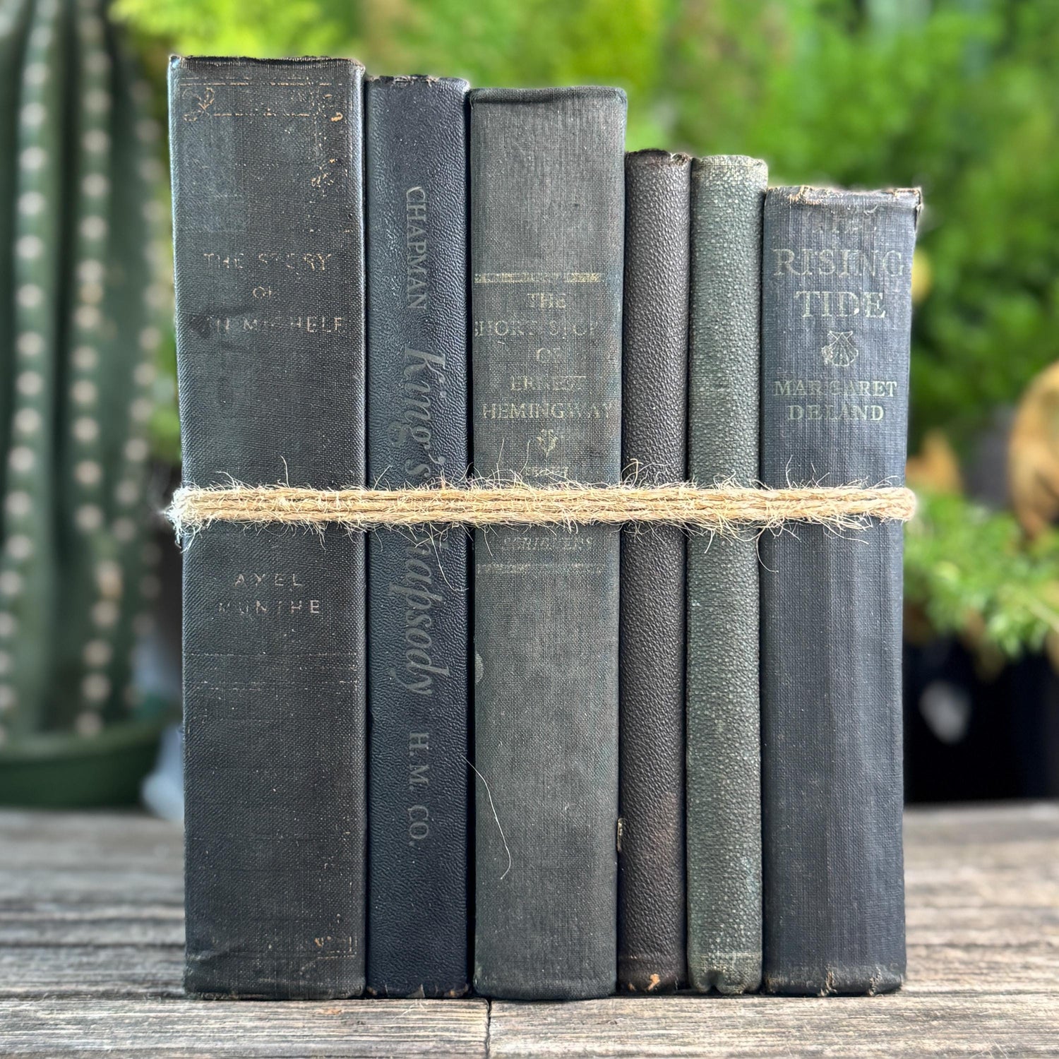 Vintage Faded Shabby Charcoal Black Books for Decor
