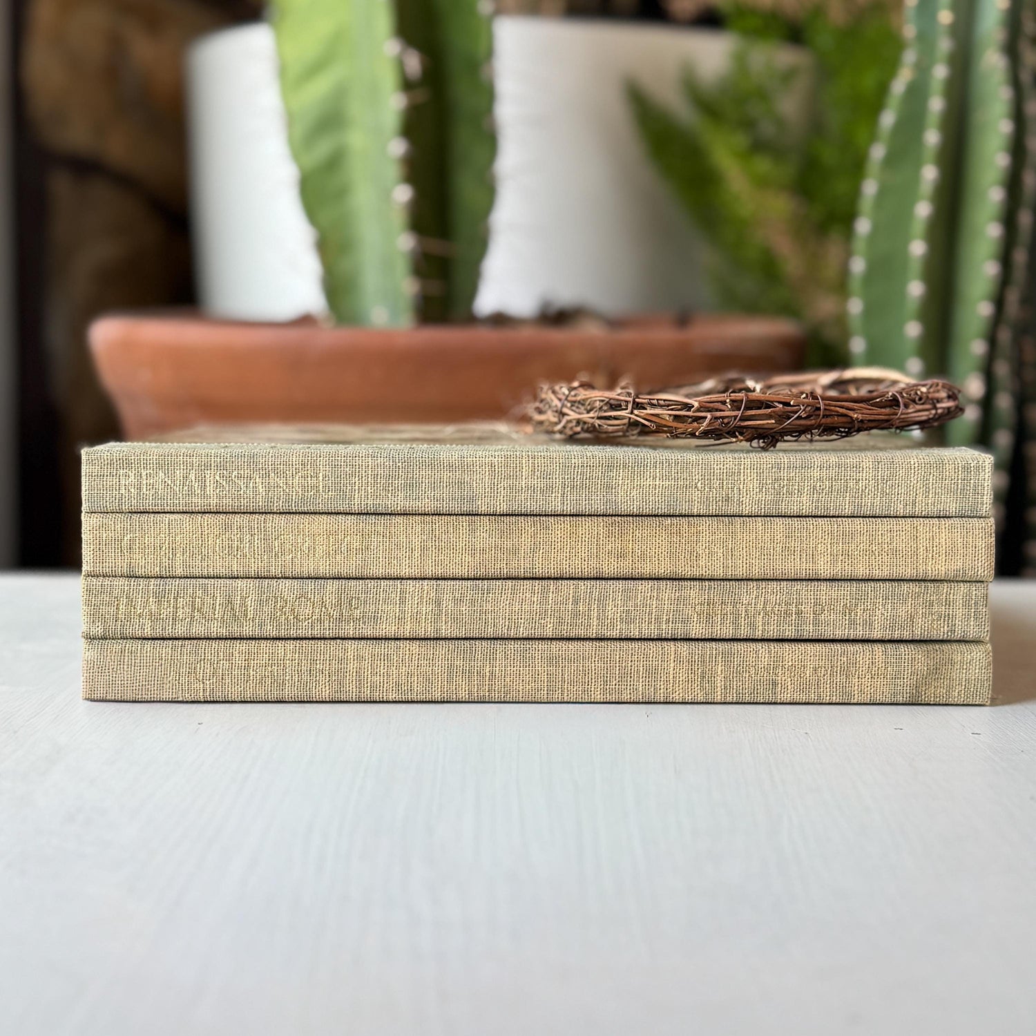 Vintage Soft Gray Oversized Fine Art Book Bundle