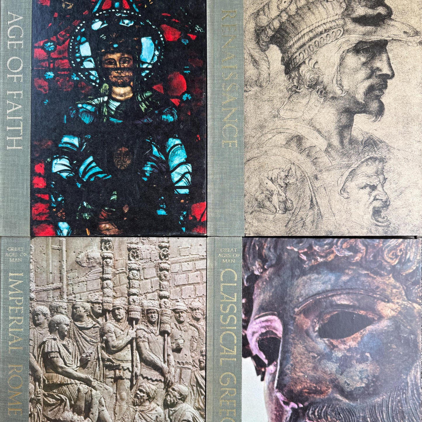 Vintage Soft Gray Oversized Fine Art Book Bundle