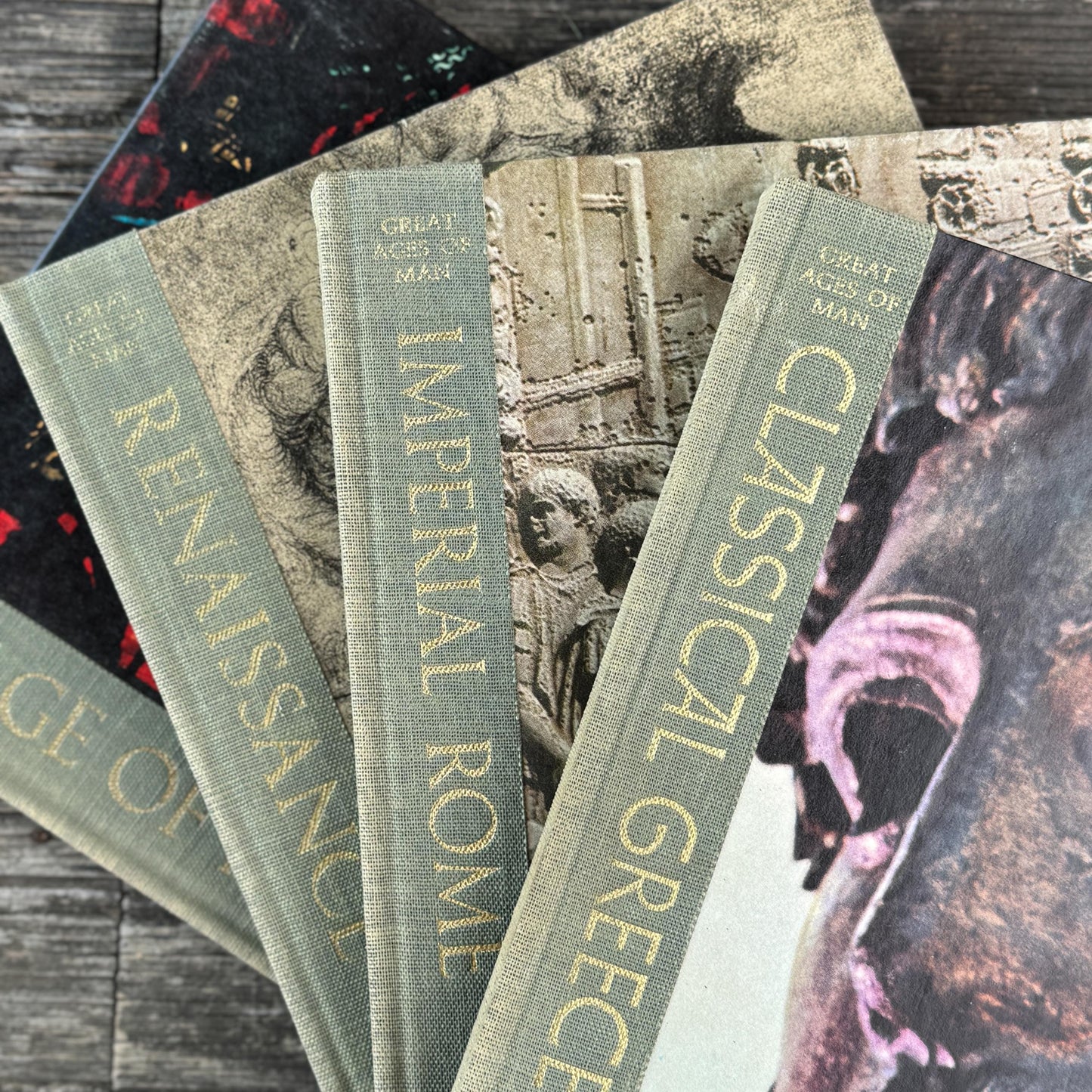Vintage Soft Gray Oversized Fine Art Book Bundle