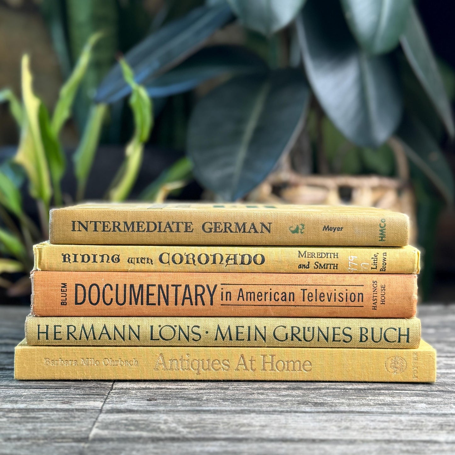Vintage Book Bundle in Mustard, Golden Yellow & Pale Orange Oversized Hardcovers