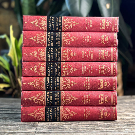 Harvard Classics Five-Foot Shelf, Volumes 1–7, Red Ornate Edition Deluxe, 1959