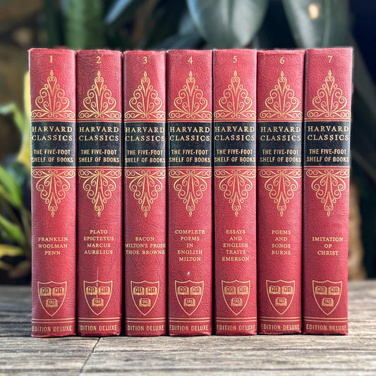 Harvard Classics Five-Foot Shelf, Volumes 1–7, Red Ornate Edition Deluxe, 1959